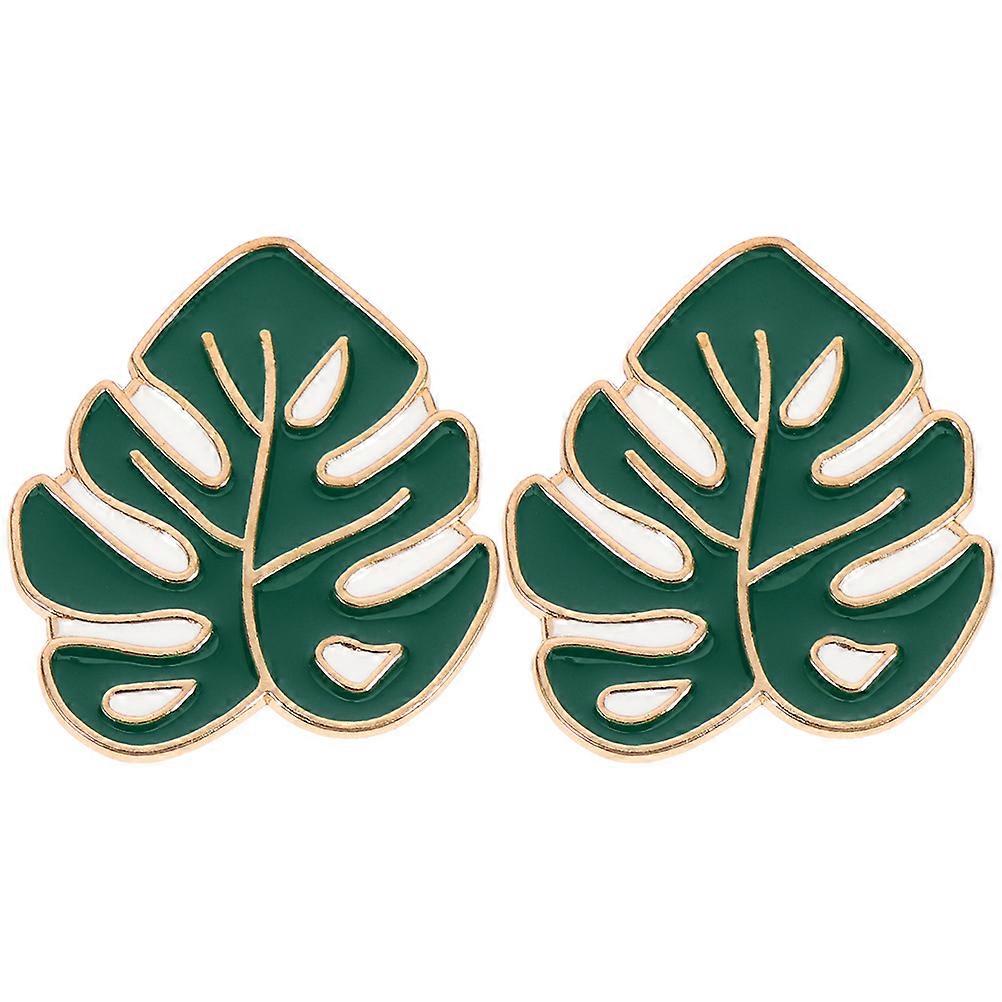 Magnetic Needle Keeper 2Pcs Leaf-Shaped Needle Storage Tool For Women Simple Design Green