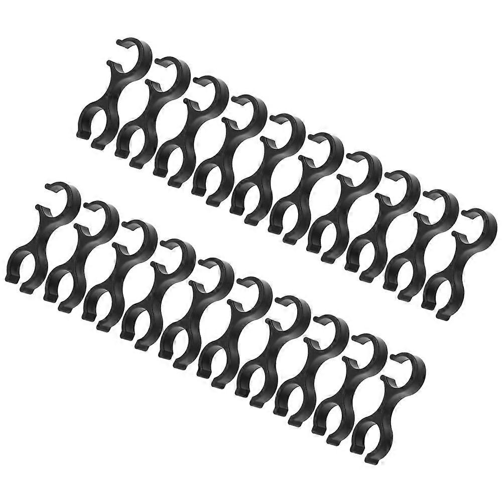 Black Plastic Trekking Pole Clips for Walking Stick Lightweight Portable with Connecting Buckles 20 Pieces