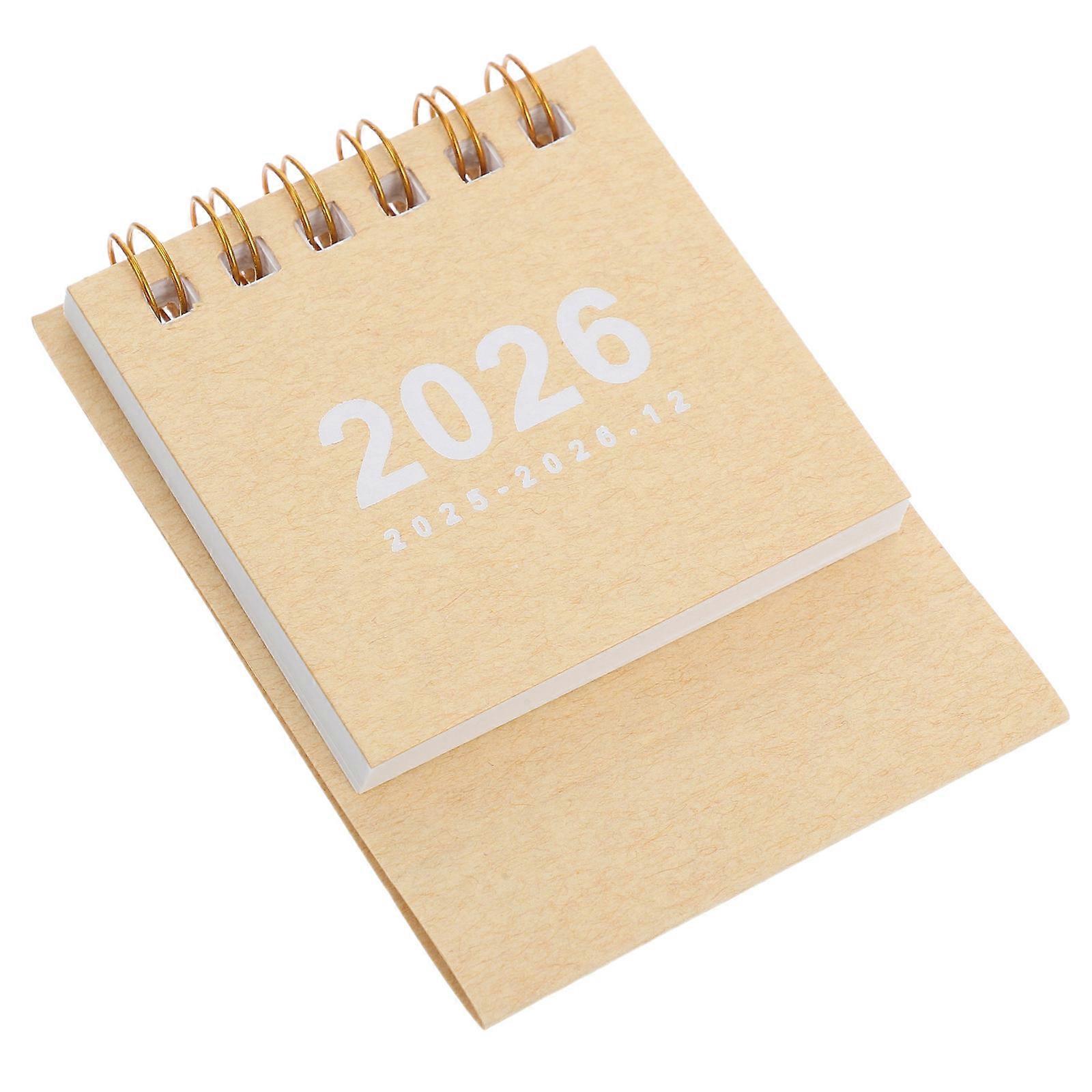 Beige Mini Desk Calendar for Daily Use Lightweight Paper with Minimalist Design Compact Size