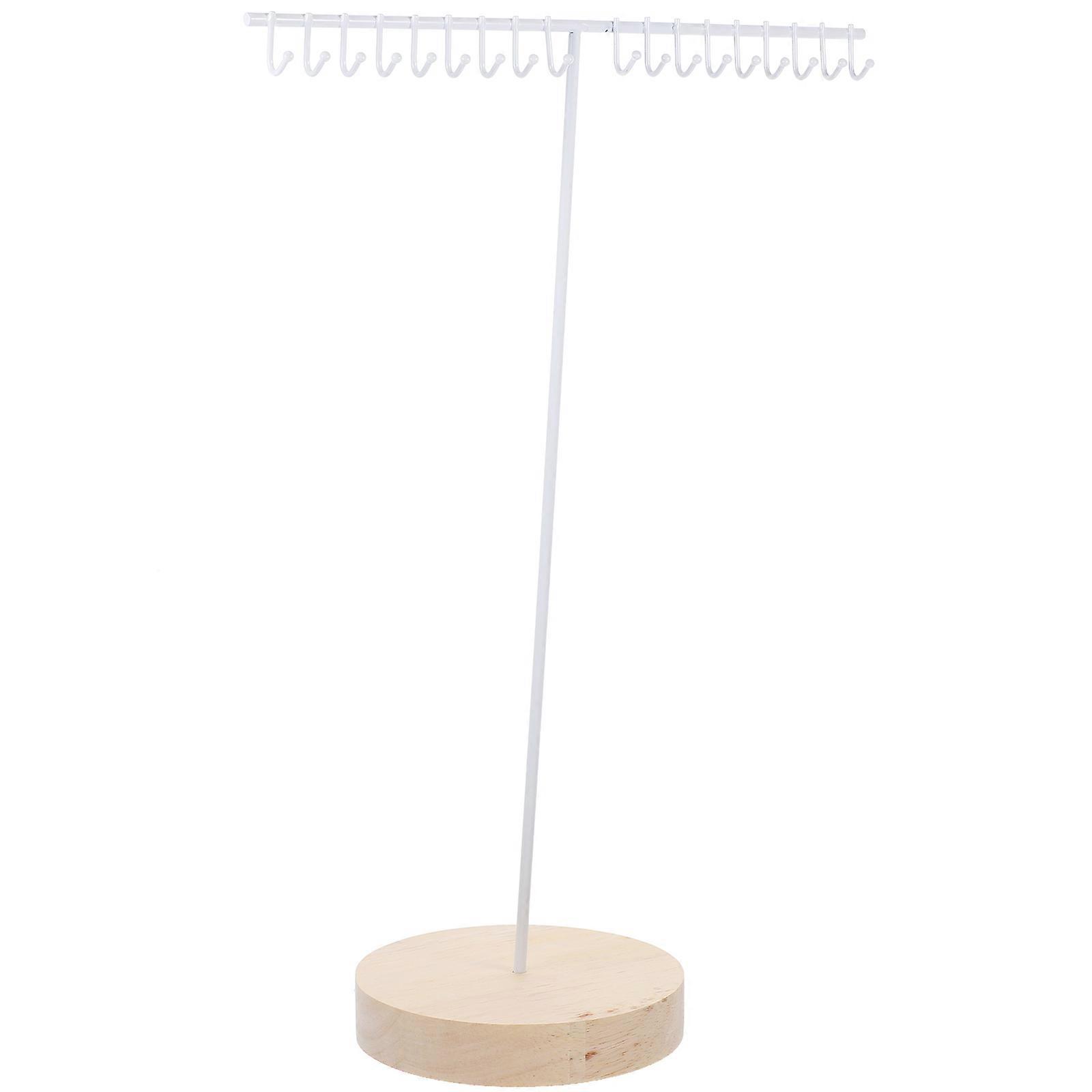 Wooden Base Necklace Display Stand for Jewelry Rack and Bracelet Organizer