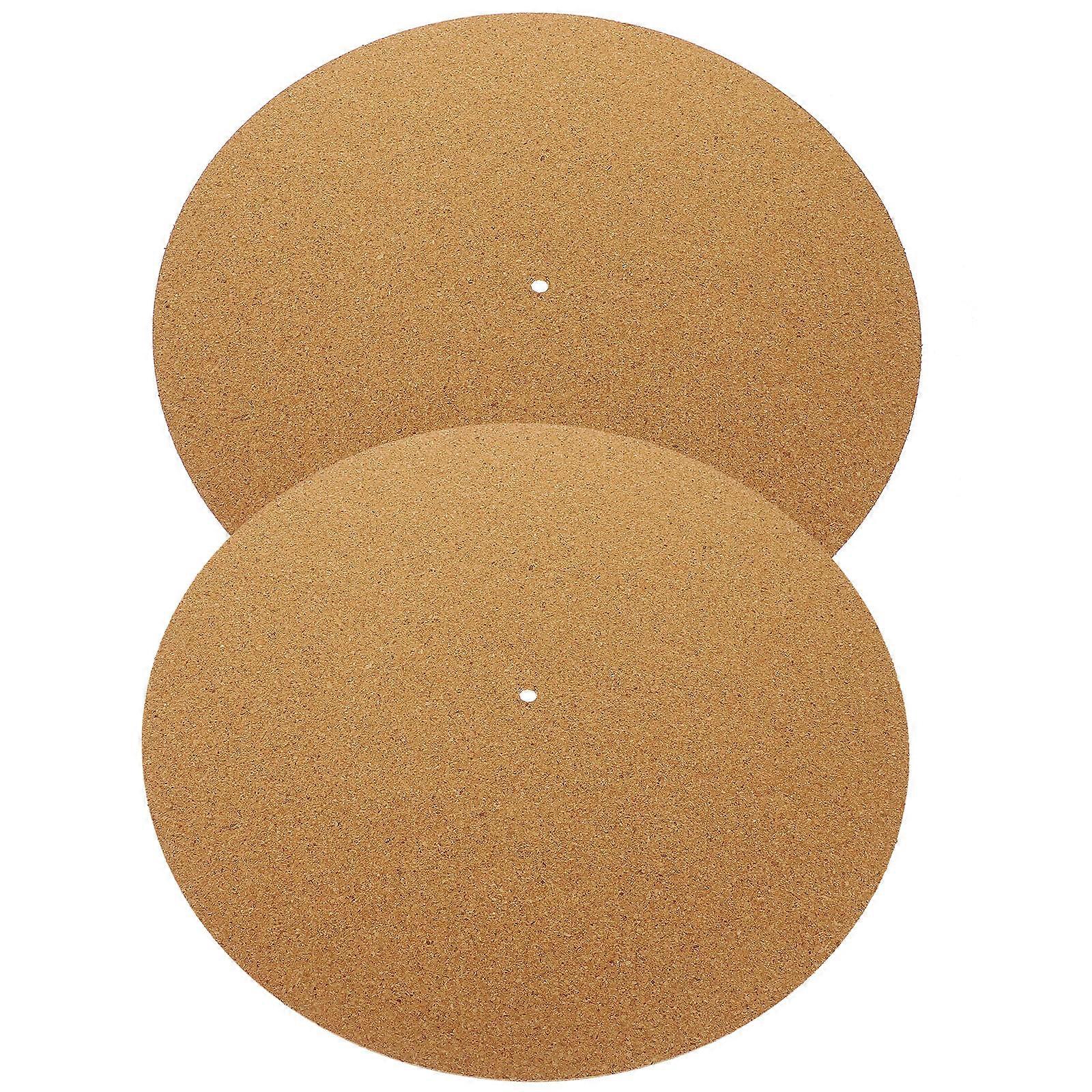 Turntable Protective Mat Cork Vinyl Record Pad Vibration Reduction Noise Reduction Record Protection 2Pcs