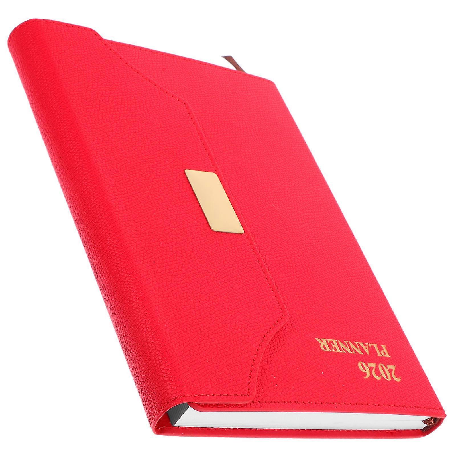Planner Book Daily Planner For Business Travel Students Teachers 2026 Year Agenda Schedule Notebook Red Imitation Task Management 1Pcs