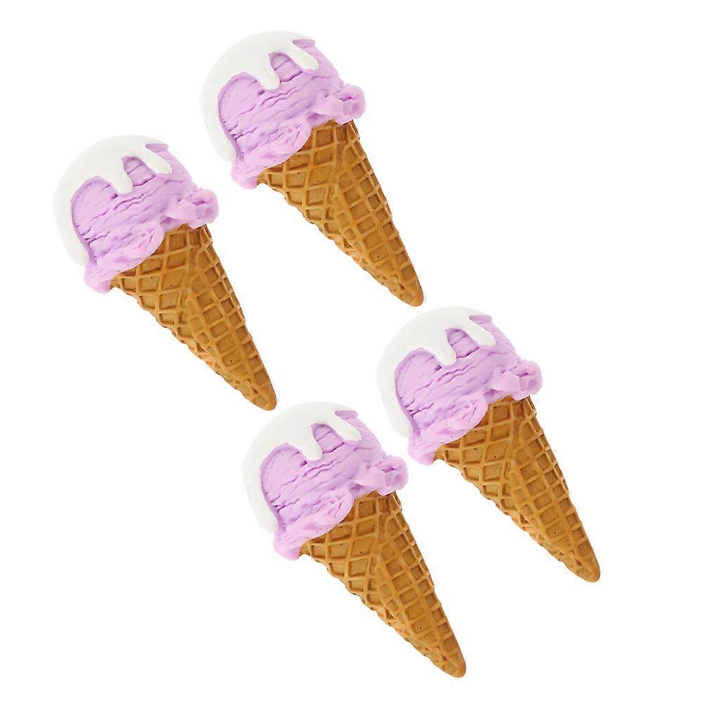 Realistic Ice Cream Cone Prop for Decoration Lightweight Resin 4 Pcs