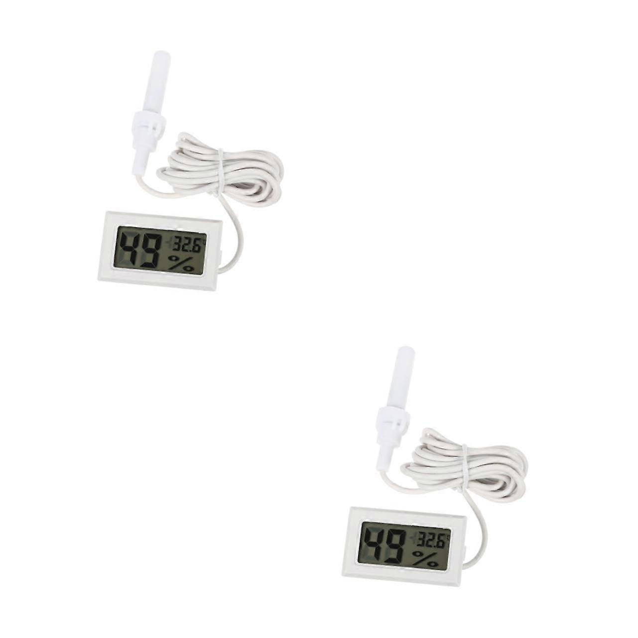 2pcs Thermometer Hygrometer Digital Display Indoor Humidity Monitor White