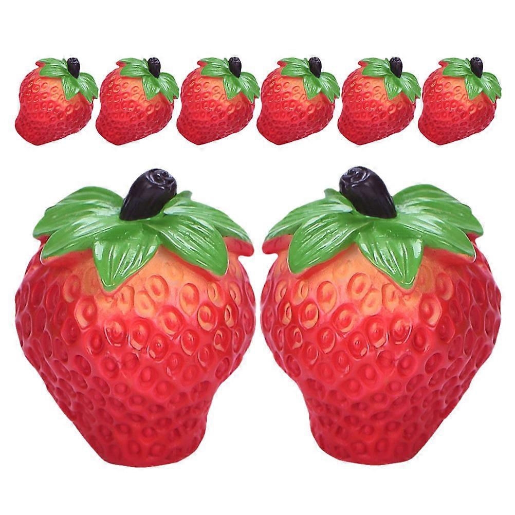 8Pcs Mini Fake Strawberry Artificial Fruits Strawberry Model Simulation Fruit Lifelike Small Strawberry