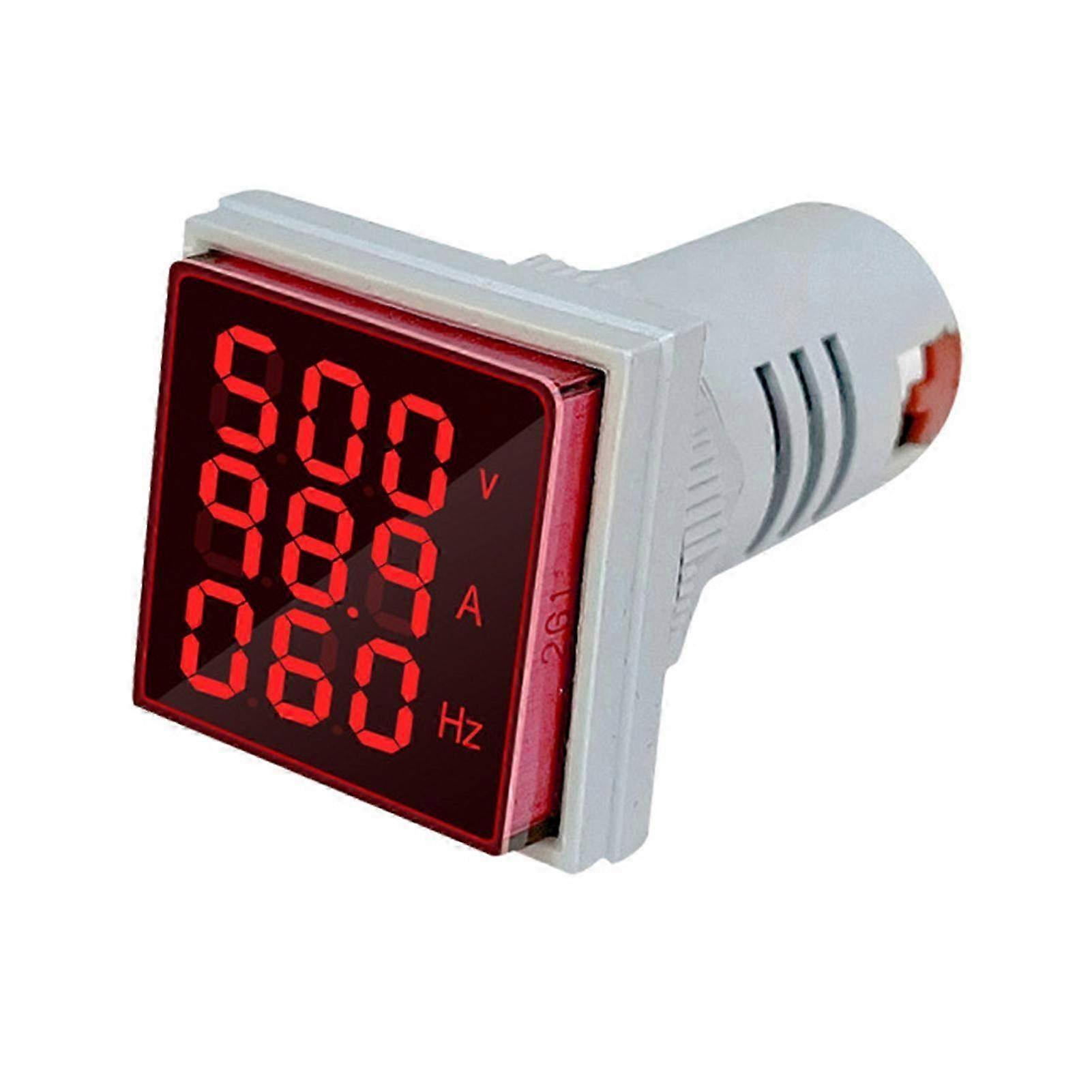 3-in-1 AC Current, Voltage & Frequency Indicator with 3-Digit Display - LED Multi-Function Measuring Instrument Monitor AC60-500V & 0-100A