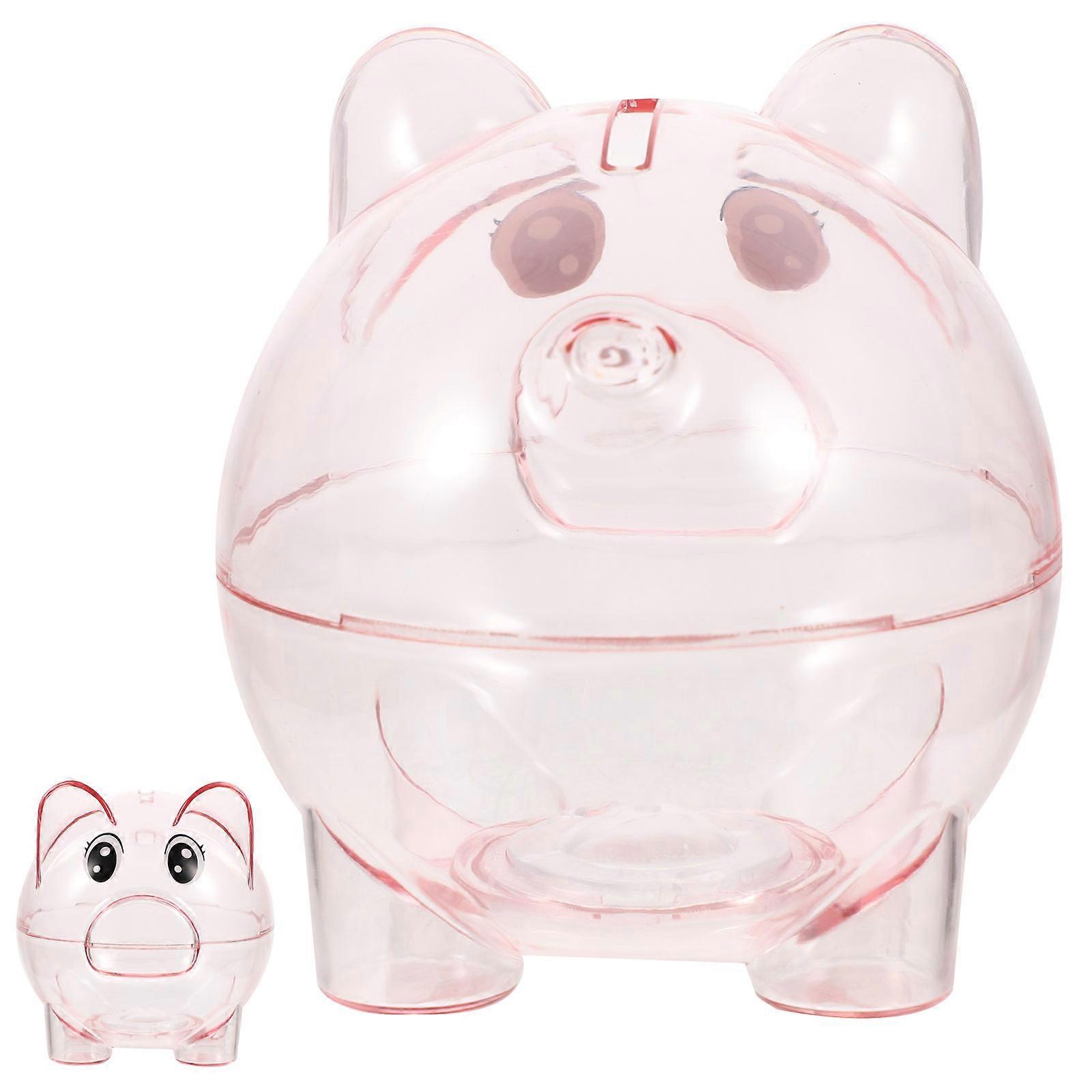 Pink Piggy Bank with Transparent Design for Kids Storage Cute and Practical Money Jar Material