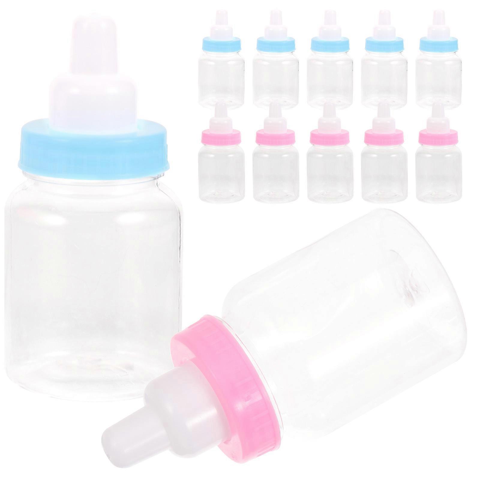 12pcs Fun Cartoon Mini Feeding Bottles Transparent Nursing Bottles for Baby Parties