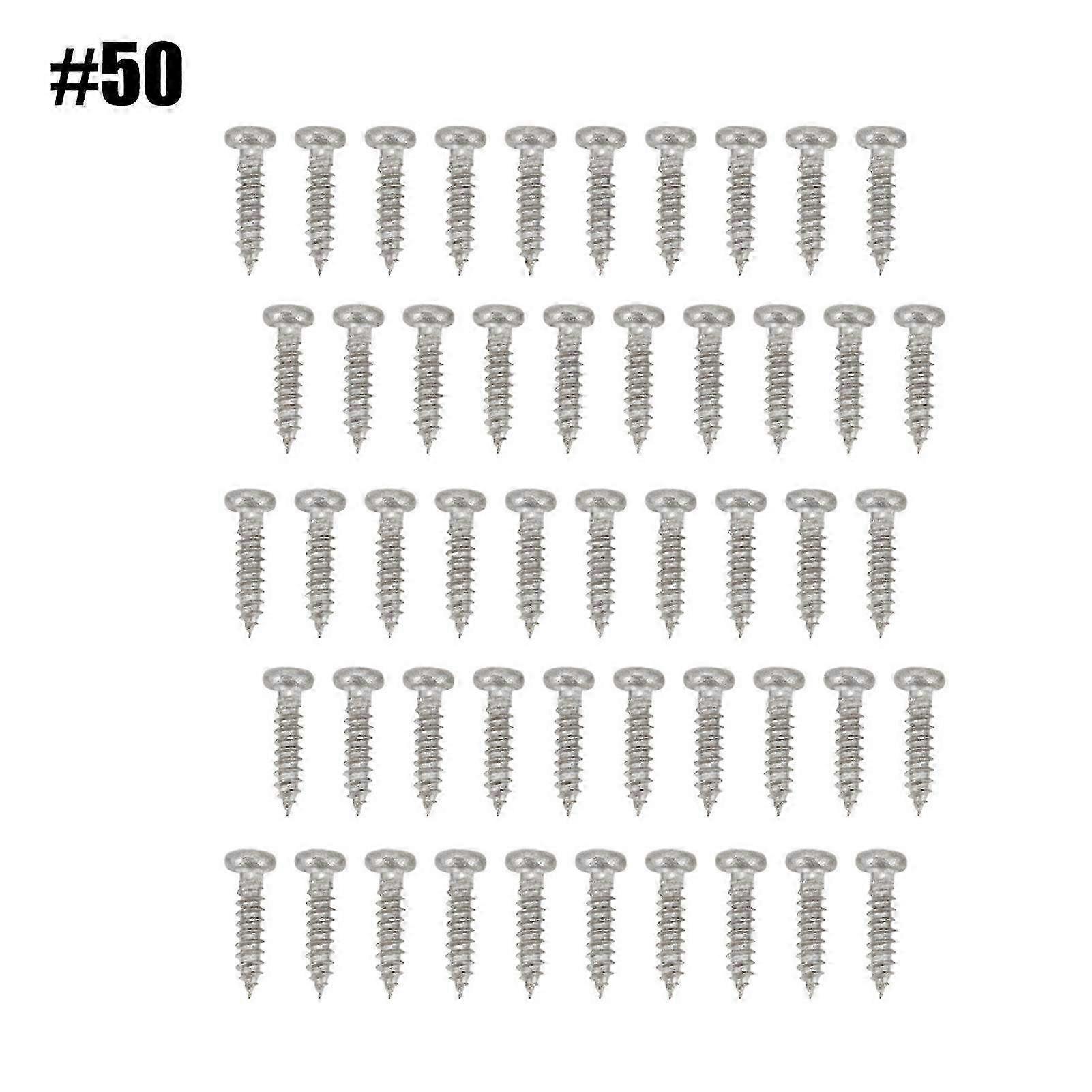 50PCS Chrome Mounting Screws for Guitar Tuning Pegs & Machine Heads - Silver Screws for Guitar Tuners Replacement