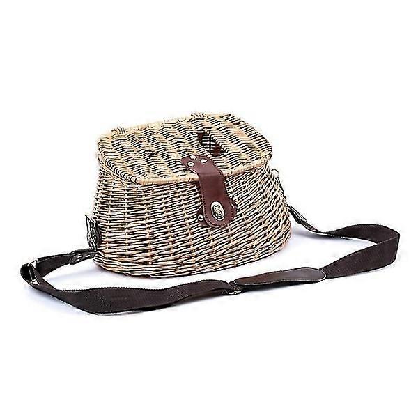 Wicker Basket Fishing Creel Trout Perch Cage Fishing Equipment Fisherman Box Outdoor Classic Willow Trout Fi-WELLNGS