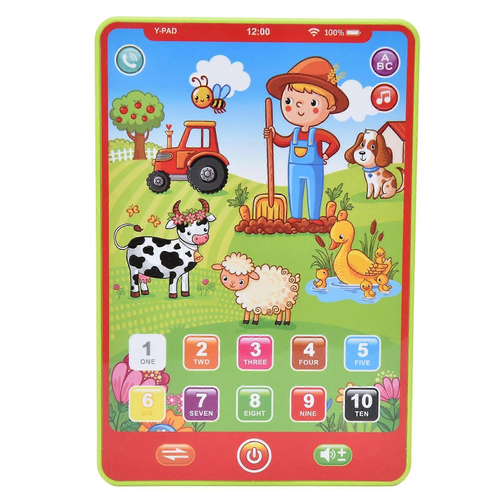 Children Learning Tablet 7in Cartoon Farm Animals Pattern Music Language Educational Learning Machine