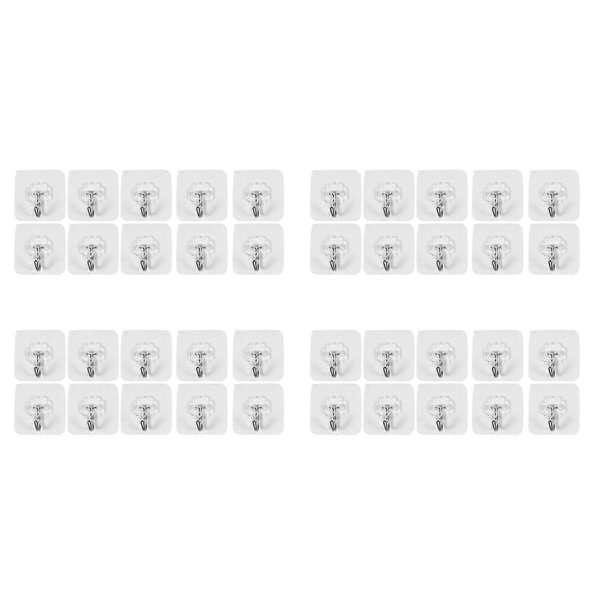 40 Packs Reusable Adhesive Hooks,Transparent Heavy Duty Wall Hooks with , Waterproof and Oilproof