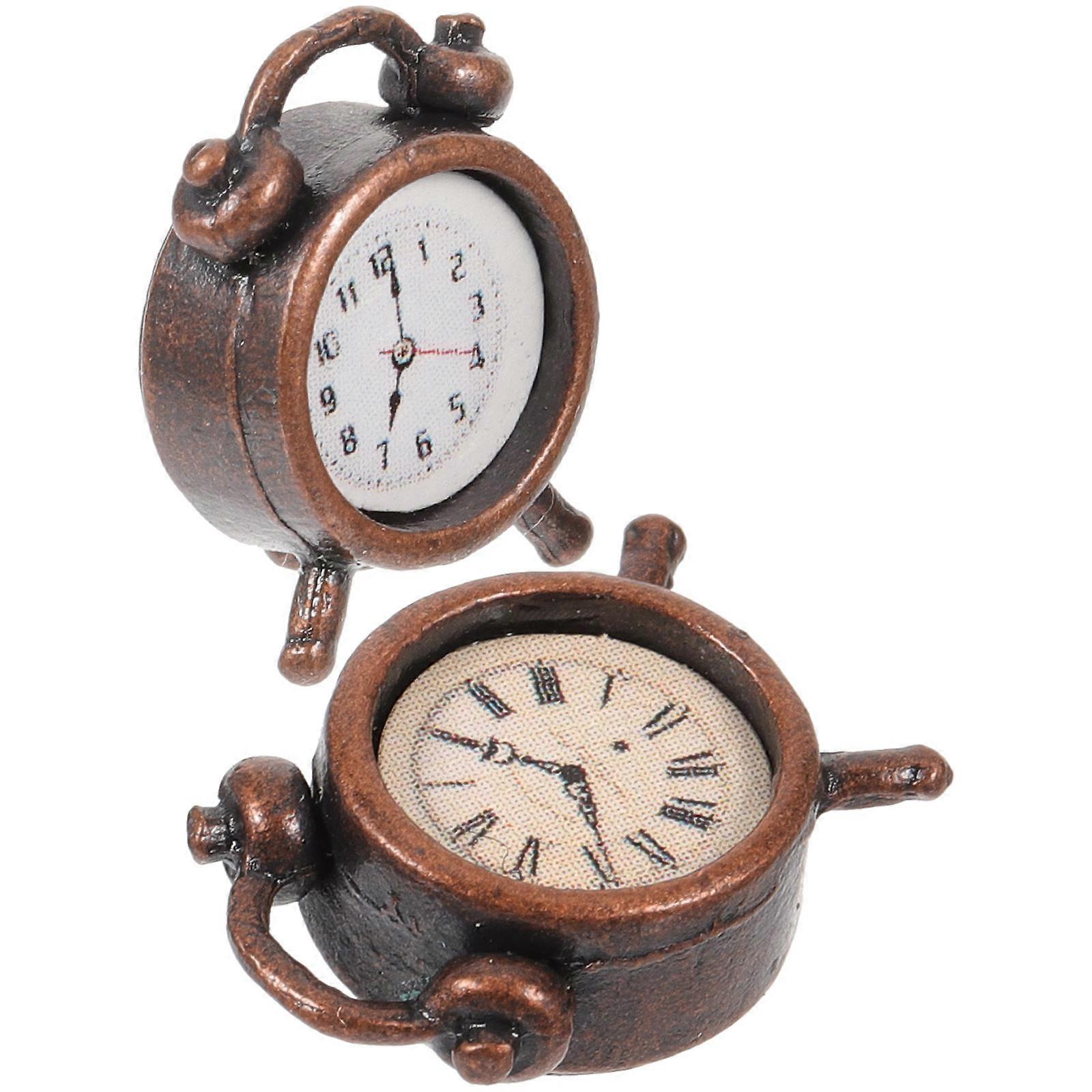 Mini Alarm Clock Toy Set Of 2 Assorted Color Miniature Models Ideal For Photography Props