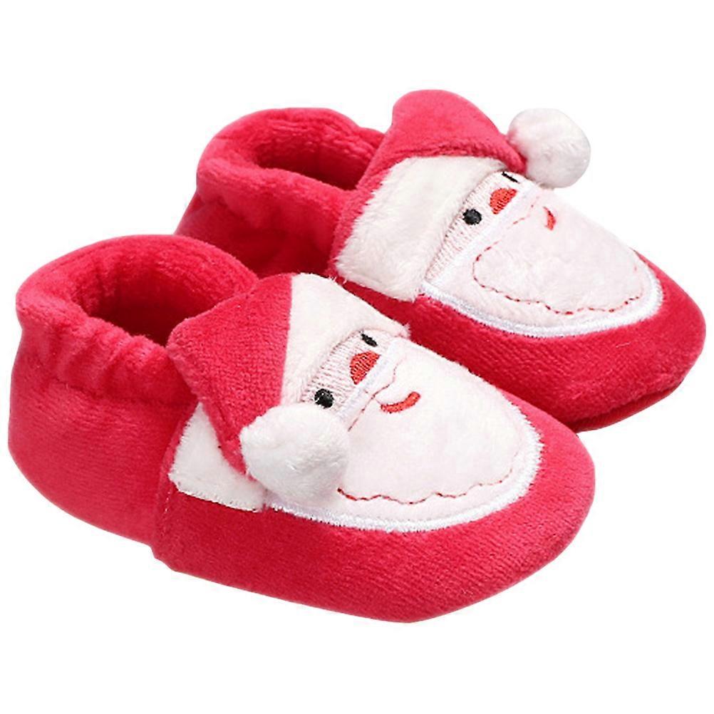 Warm Christmas Baby Shoes Made of Cotton Red Color for Wearing While Learning to Walk 1 Pair