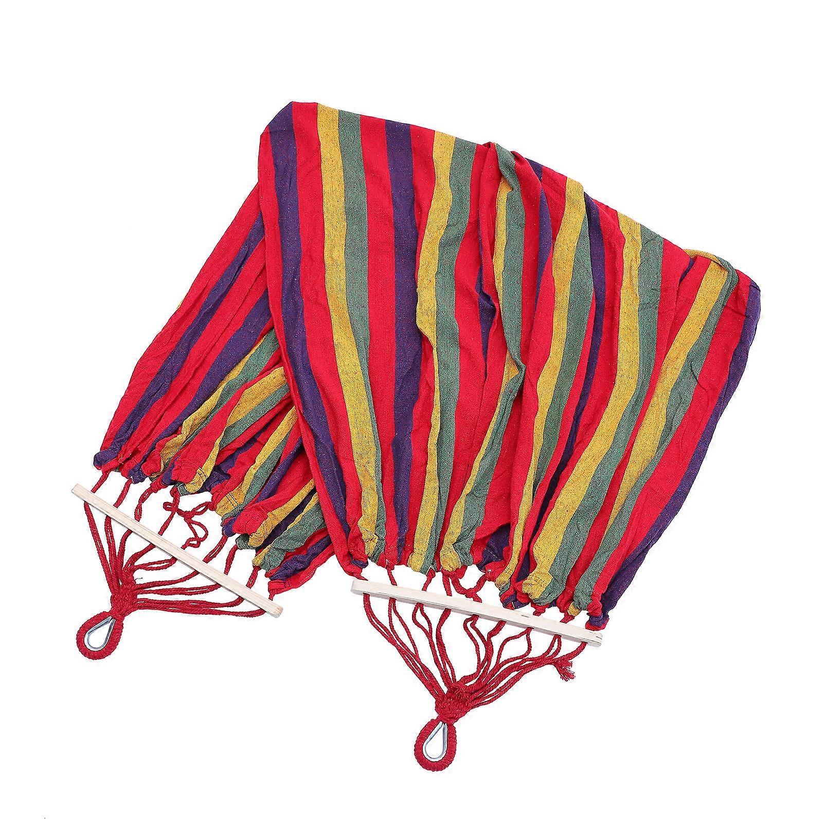 Portable Camping Hammock Striped Canvas Swing Bed for Outdoor Indoor Use Assorted Color