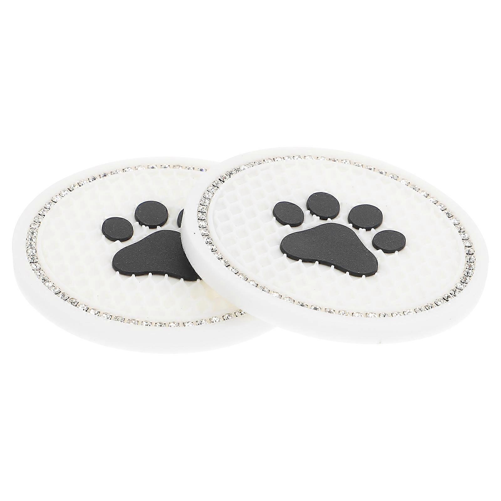 White Non-slip Cup Holders for Car Use Made of PVC 2 Pcs