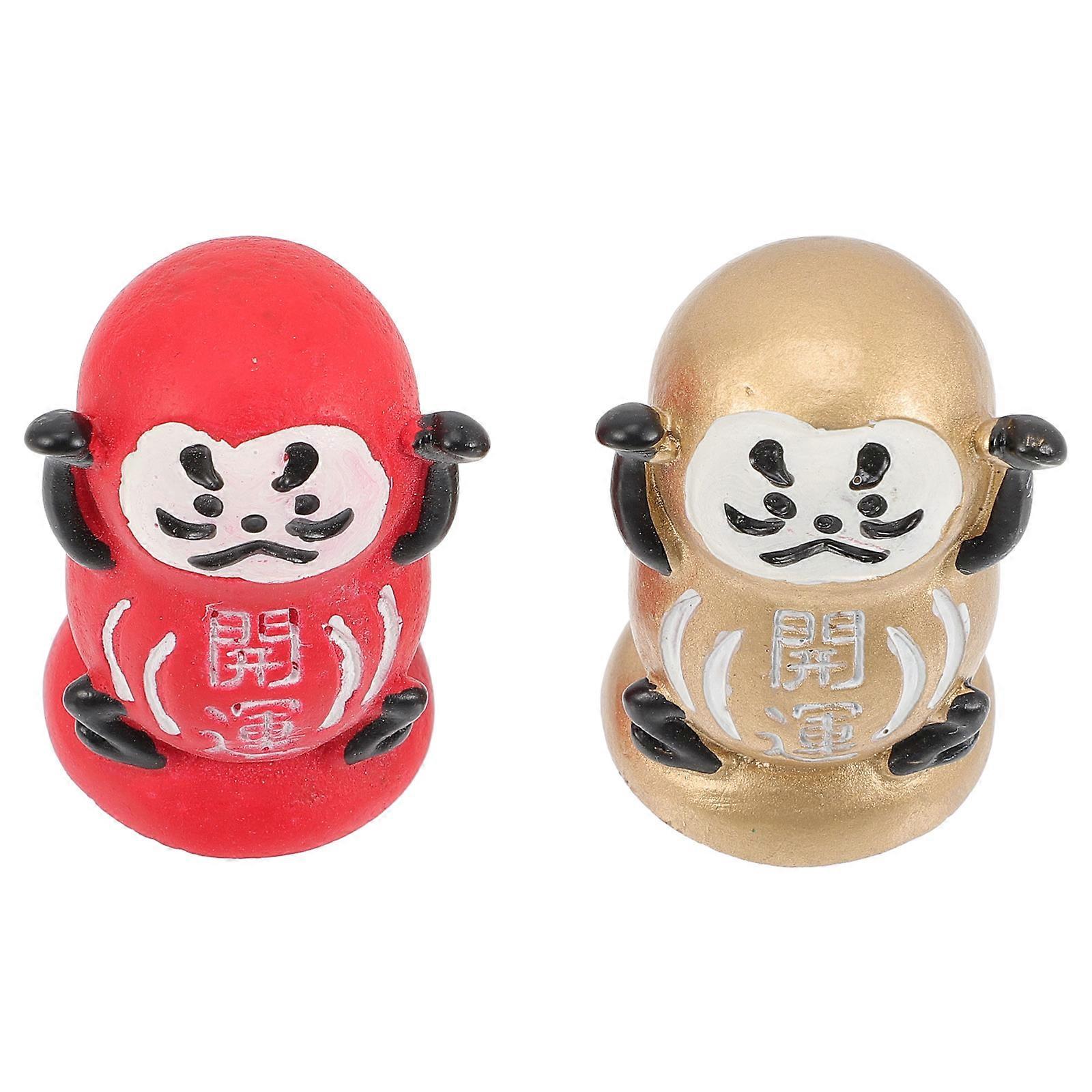 Japanese Style Decoration Resin Ornament 2Pcs For New Year Celebration Good Fortune Symbol