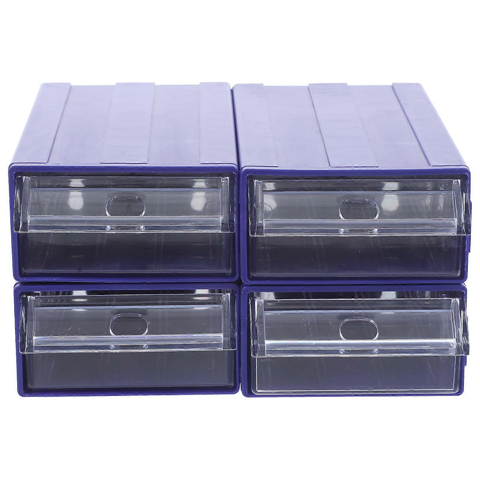 Desktop Organizer With Drawers For General Users 18X9.5X5cm Blue Color Stackable 4Pcs