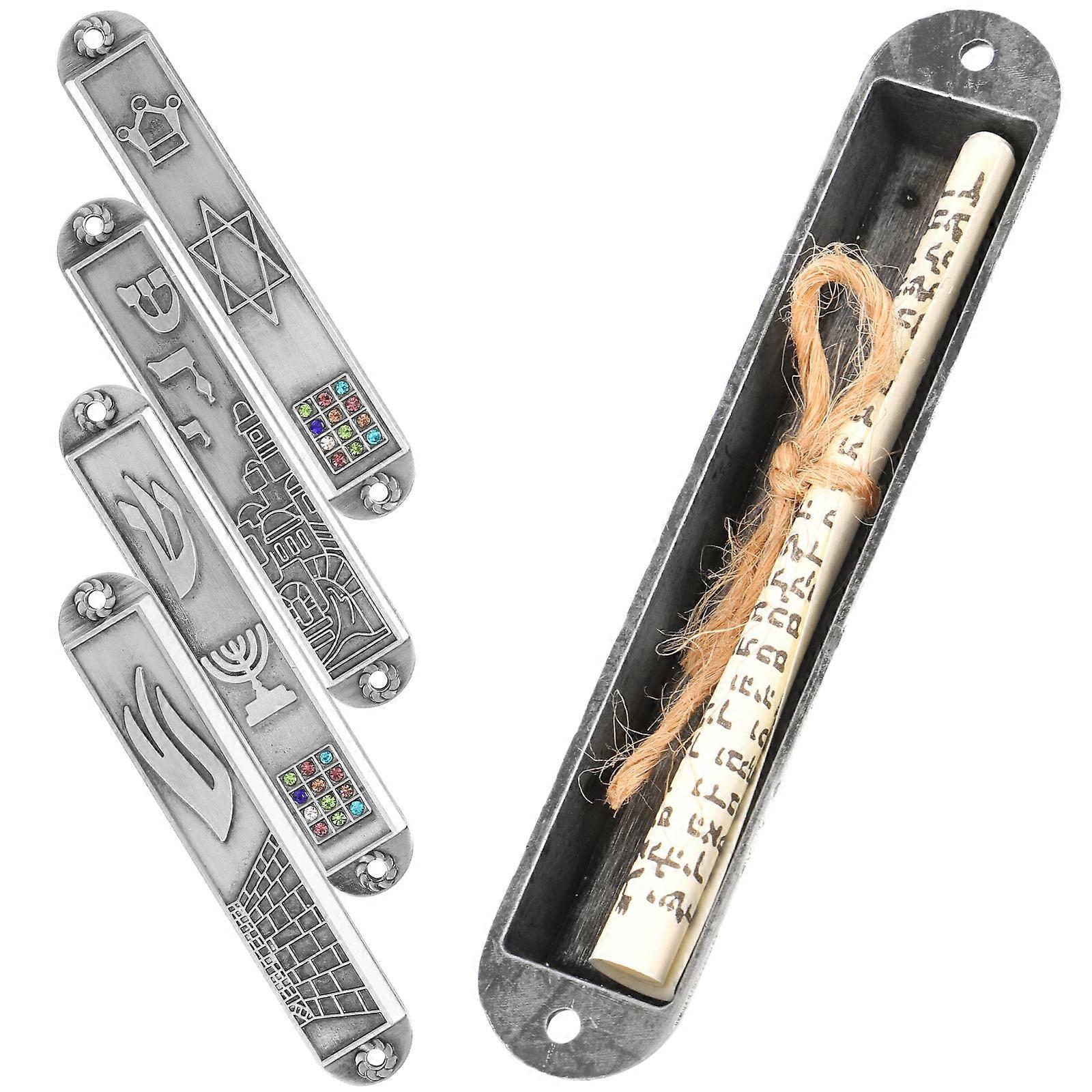 5Set Grey Metal Mezuzah Vintage Style Home Decoration Religious Symbol Ceremonial Use