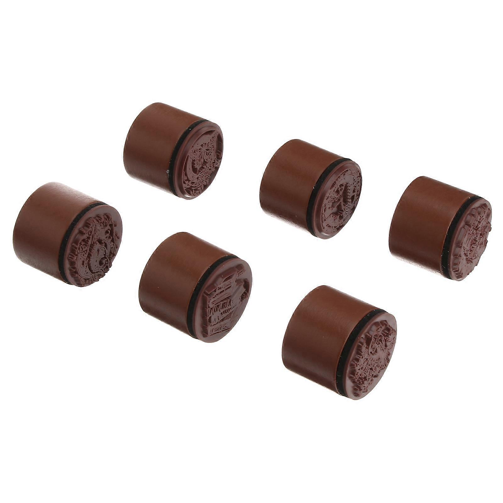 6pcs Natural Wood Scenery Seals DIY Craft Stamps for Scrapbooking and Diary Planning – Durable Wooden Stampers with Assorted Patterns for Creative