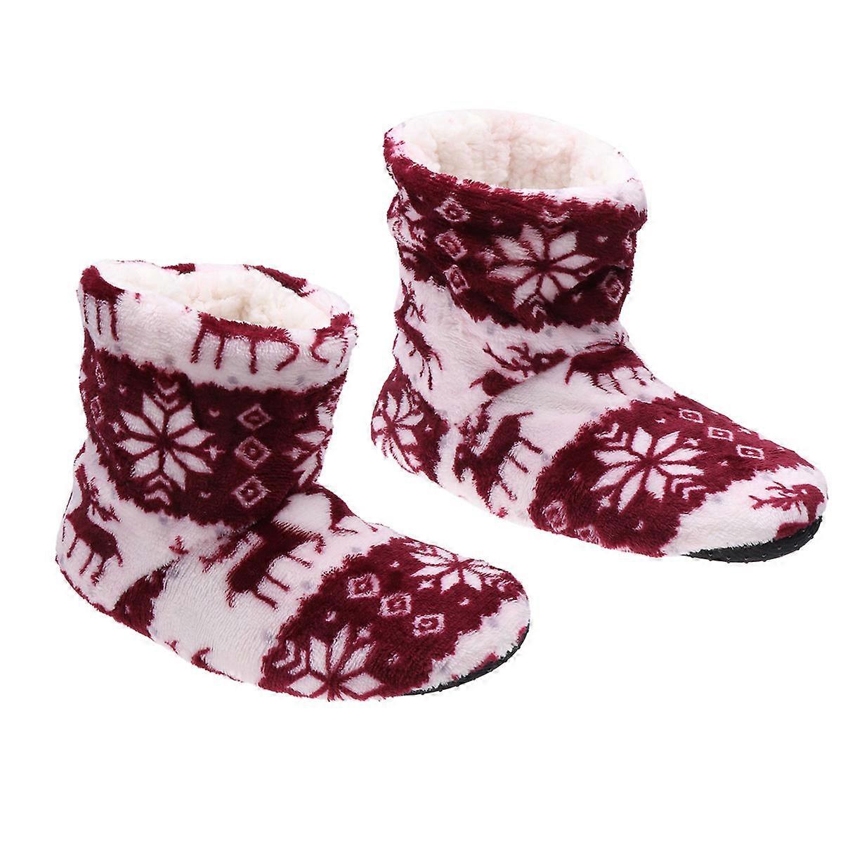 Christmas Holiday Boot Socks For Women Cold Protection Dark Red 36-38 Size 1 Pair