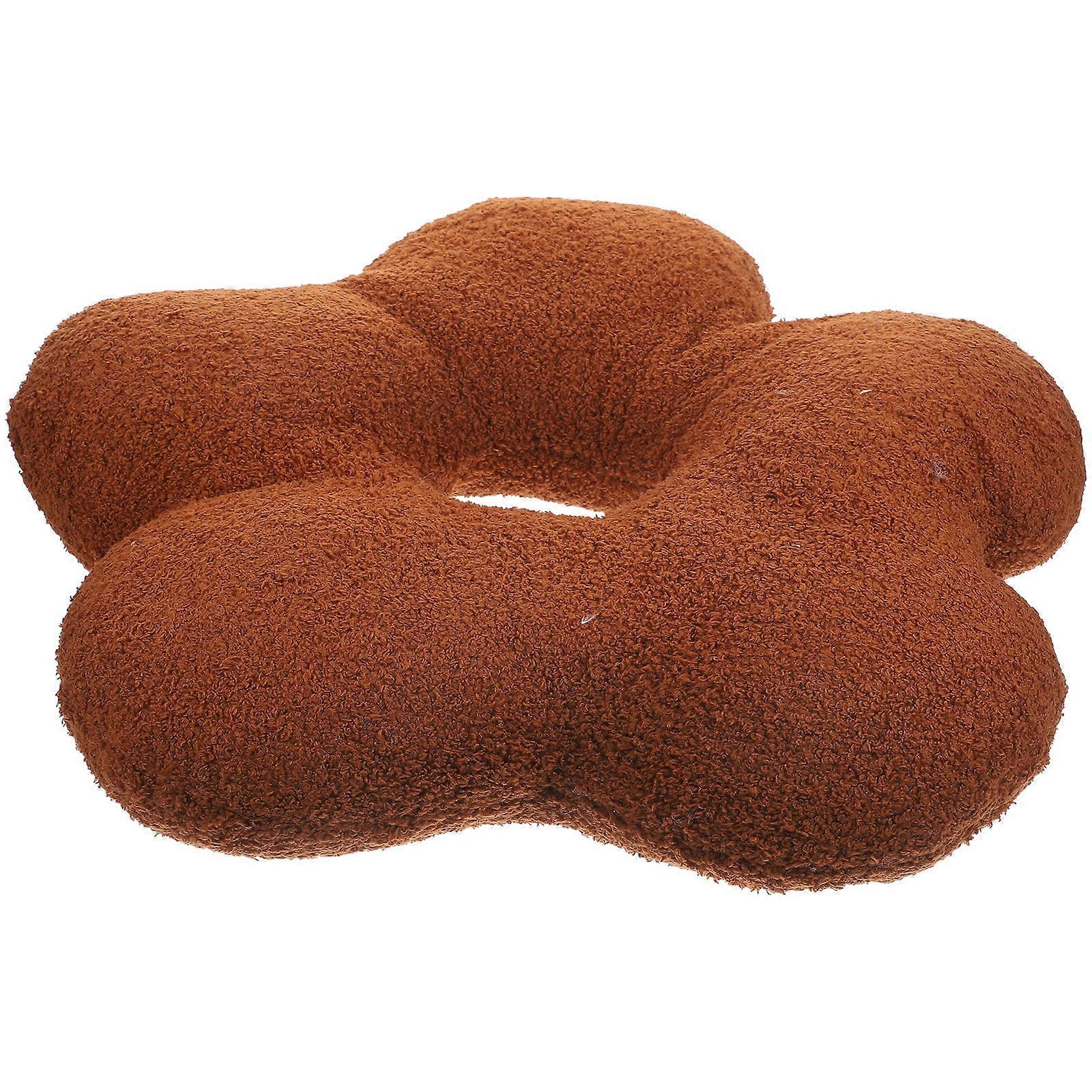 Soft Flower Shaped Throw Pillow Cushion For Living Room And Bedroom Coffee Color 40x40x5CM 1Pack
