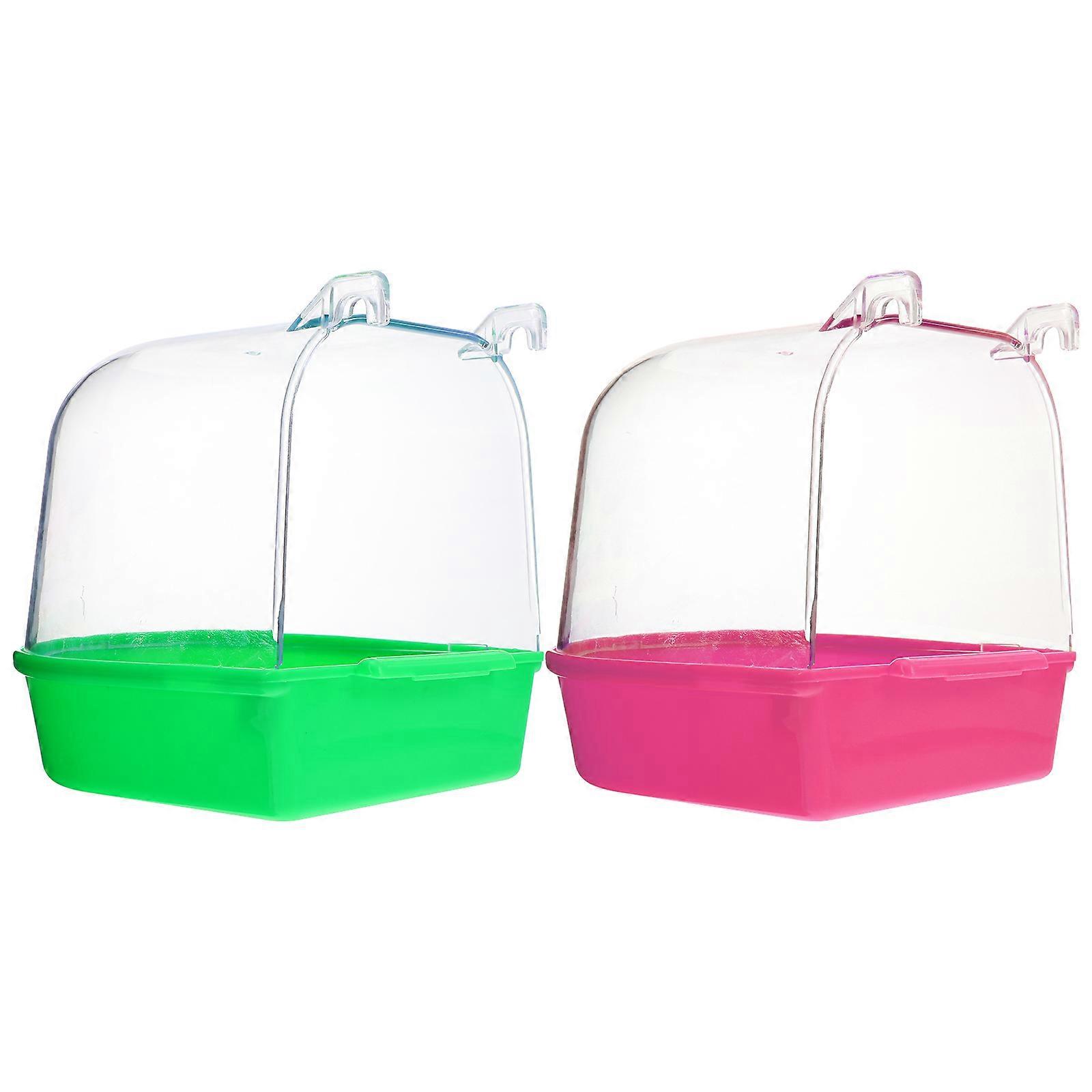 Bird Bath Tub for Parrots with Hanging Design Assorted Color Non-toxic Plastic 2 Pcs