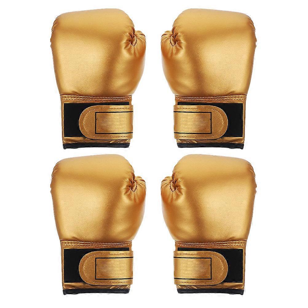 Children's Kickboxing Gloves 2 Pairs Fashionable Design Protective Gloves For Toddlers Golden Adjustable Fit
