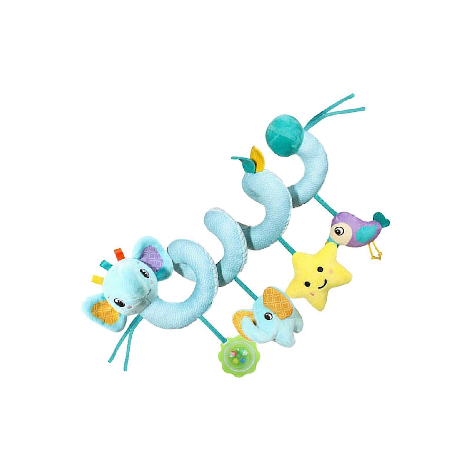 Car Seat Toy: Sensory Colorful Plush Elephant For 0-3 Years, Stroller Clip-On, Portable Car Ride Cognitive Development