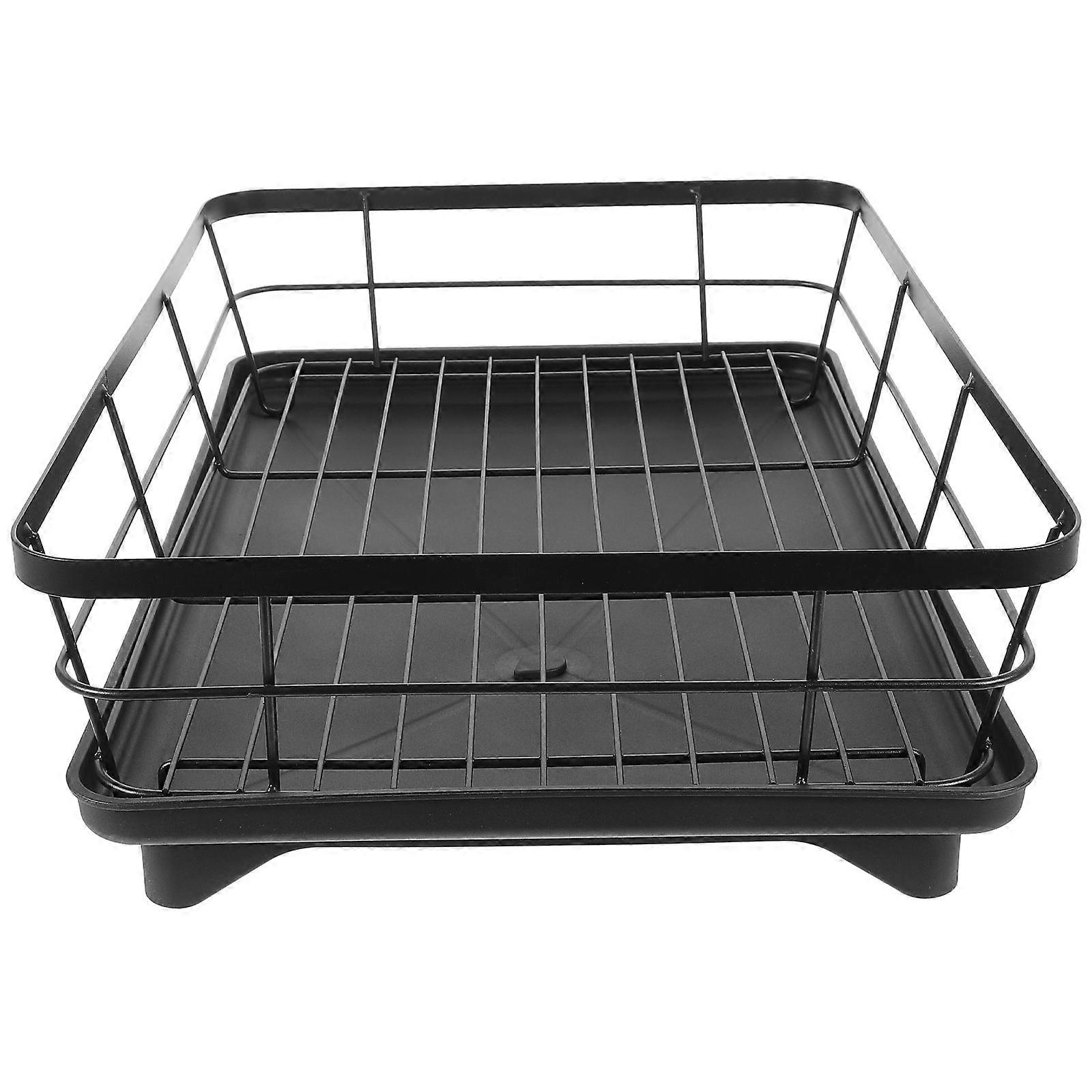 Iron Kitchen Storage Rack for Dishes Plates Utensils Black Color Compact Size