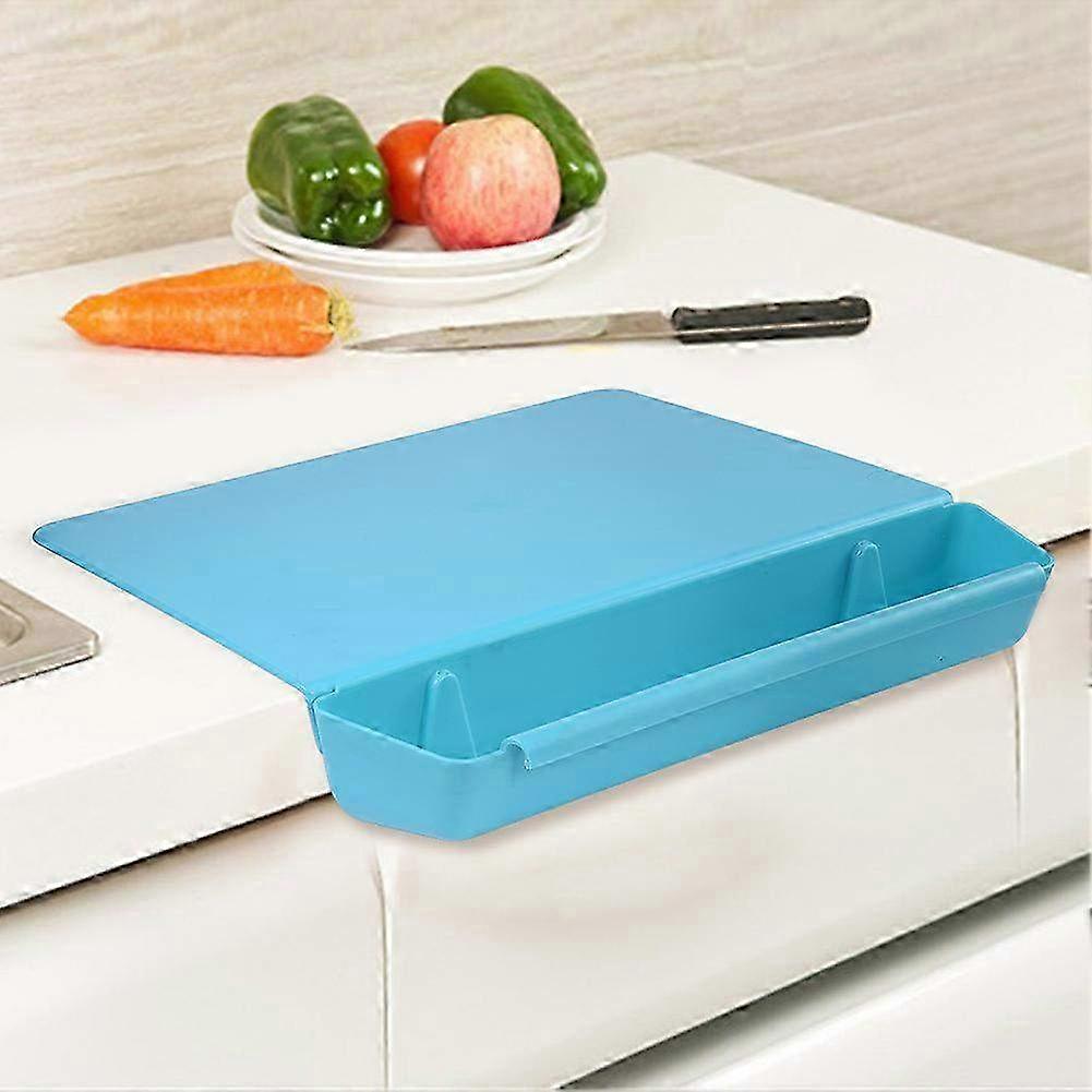 Creative Foldable Cutting Board with Storage Basket Box - Multi-Functional Cooking Tool in Blue for Kitchen Prep & Organization