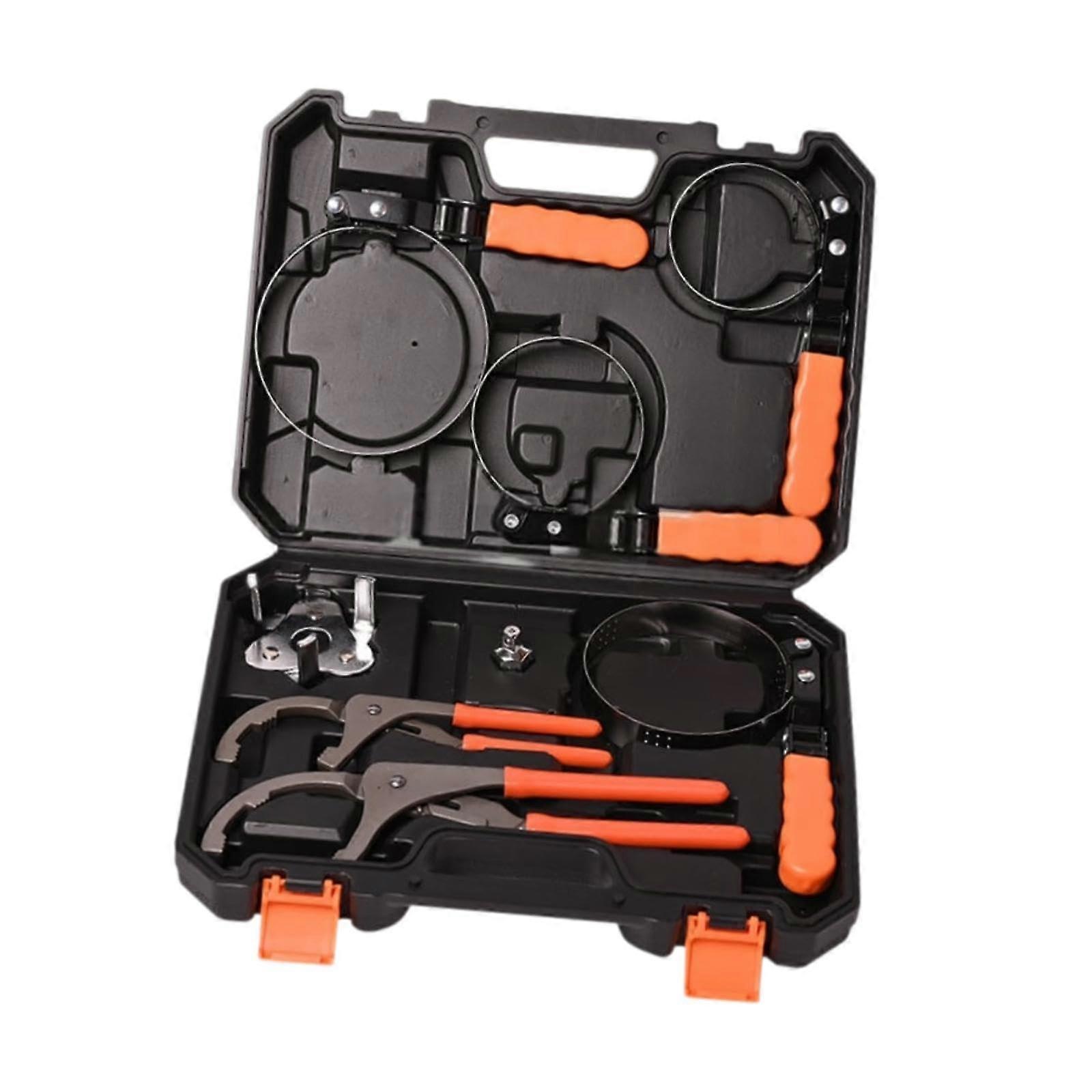 8piece filter pliers set, swivel filter removal tool, multifunctional, nonslip, with storage case, durable auto .