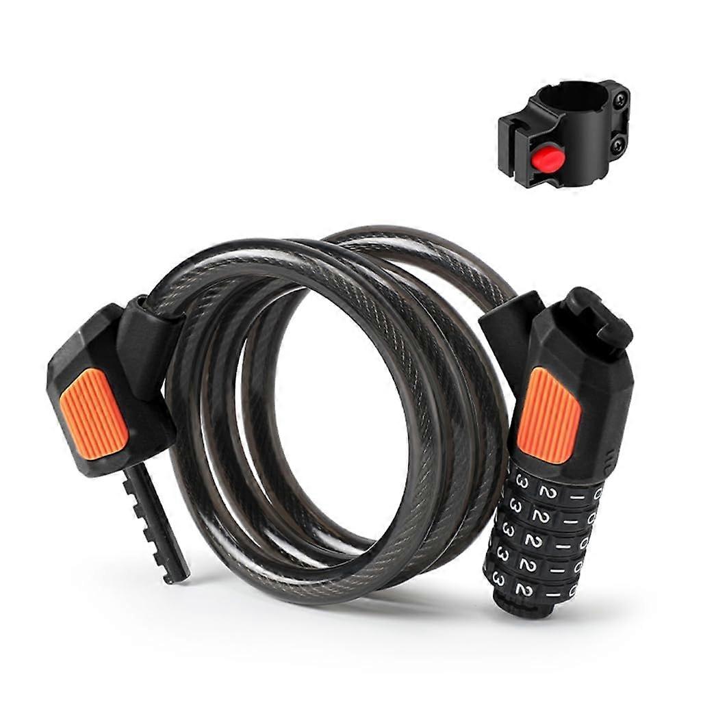 Cable lock, robust, antitheft, 5digit, resettable, combination cable lock, cable lock, cable lock black/orange