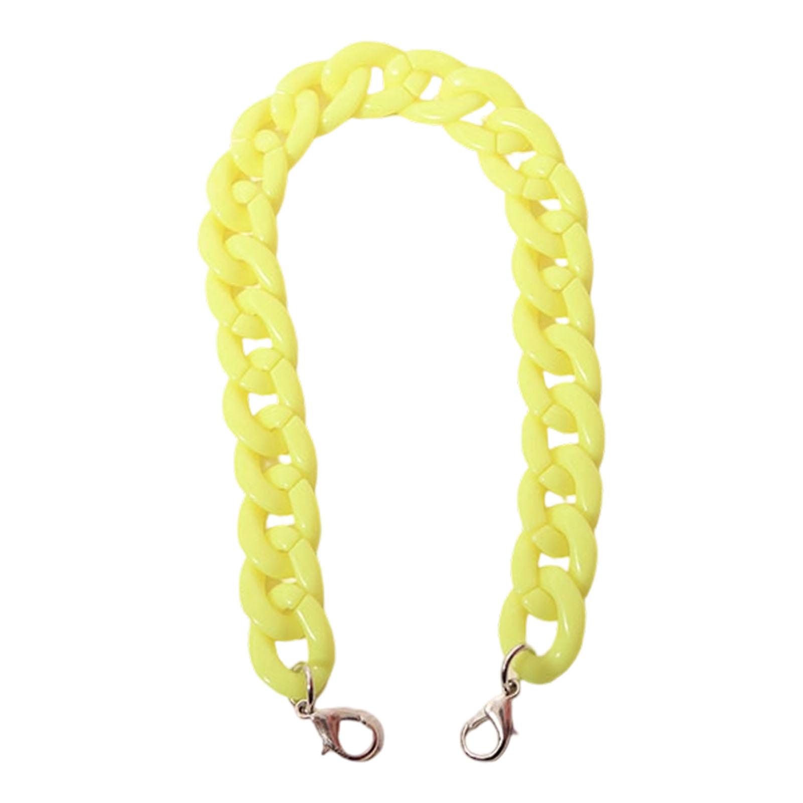 Replacement Handbag Handle 60cm Long Acrylic Purse Chain Straps with Metal Hook for Bag Making Replaceable Handbag Strap yellow