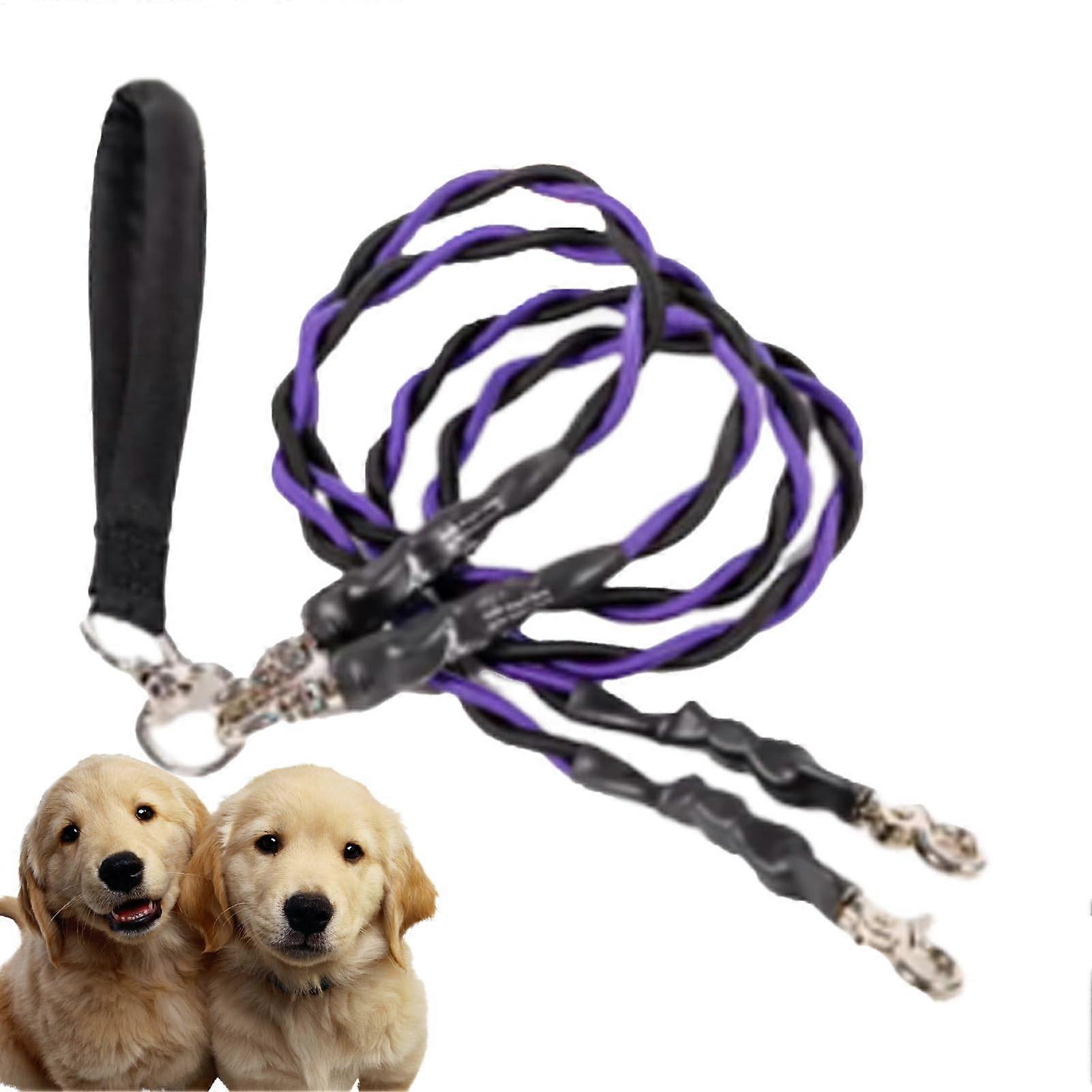 Dog Leash Double Leash For Walking, Tear-Resistant, Durable, Purple