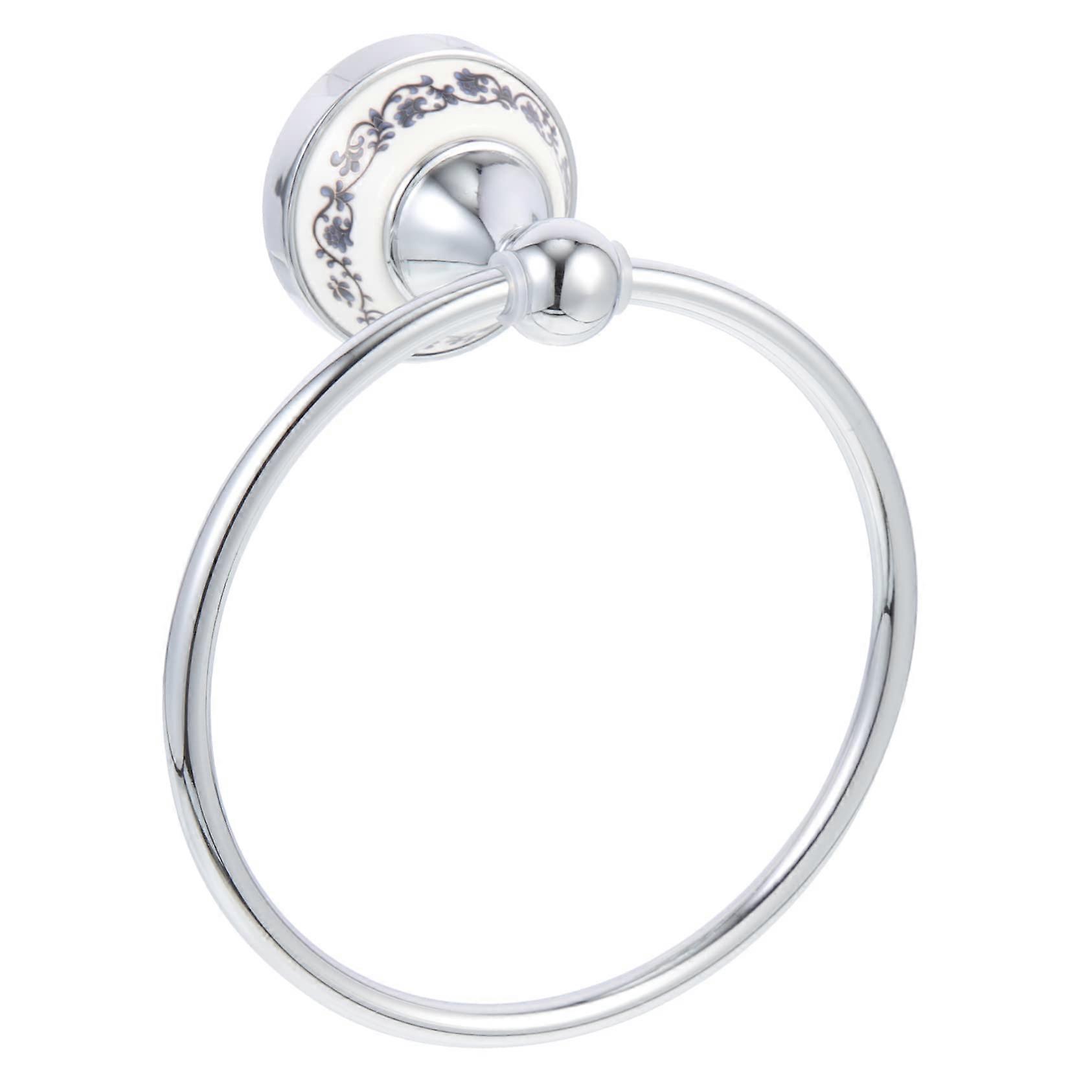 Towel holder with rounded edges, practical wallmounted towel ring for hand towels and dish towels, easy to install for bathroom use and durable.