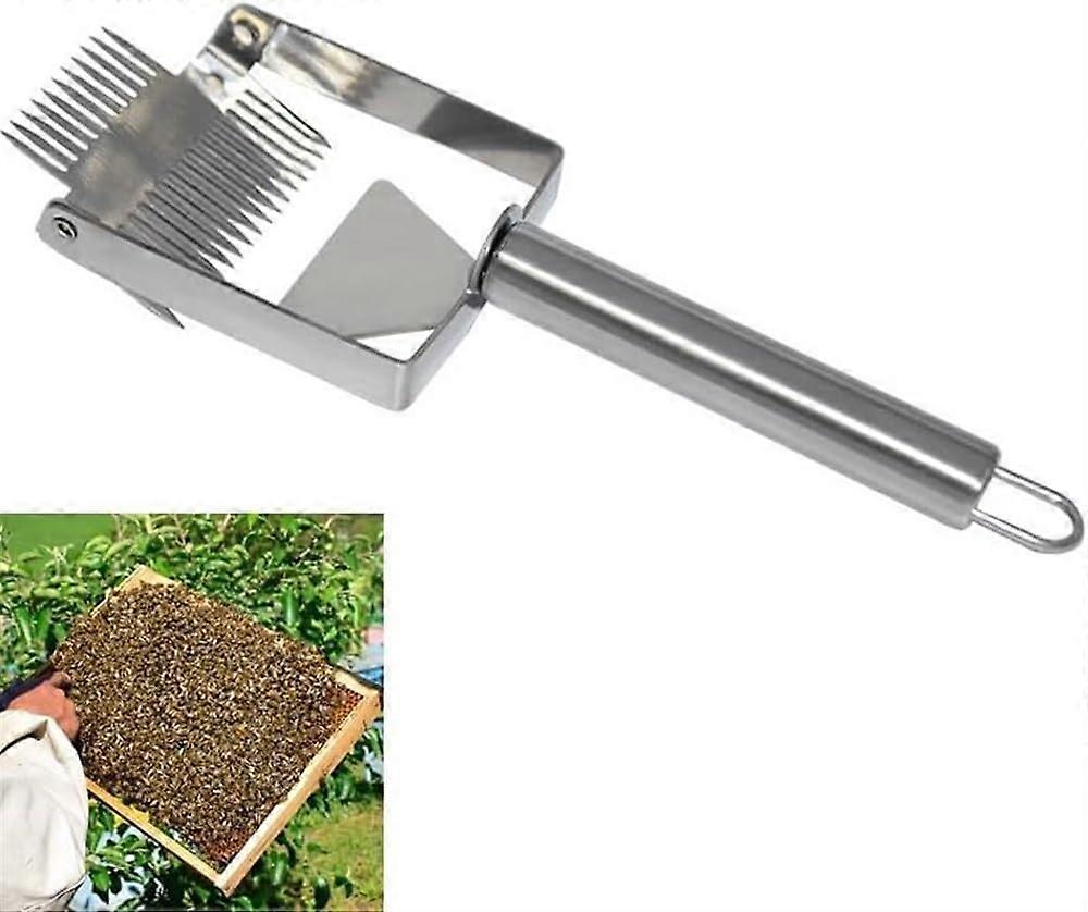 Honey Cutter Adjustable 16-Tine Stainless Steel Honey Fork Scraper With Stainless Steel Handle For Beekeeper