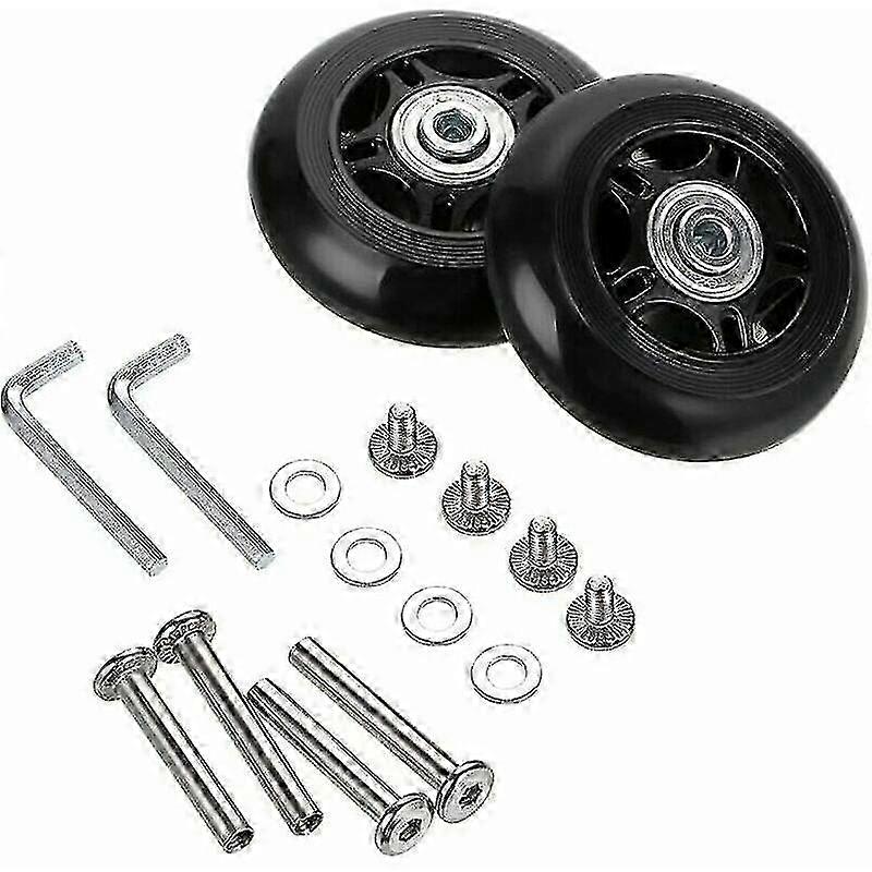 Black Replacement Bearing Wheels for Fork Cases, 70 x 24 mm