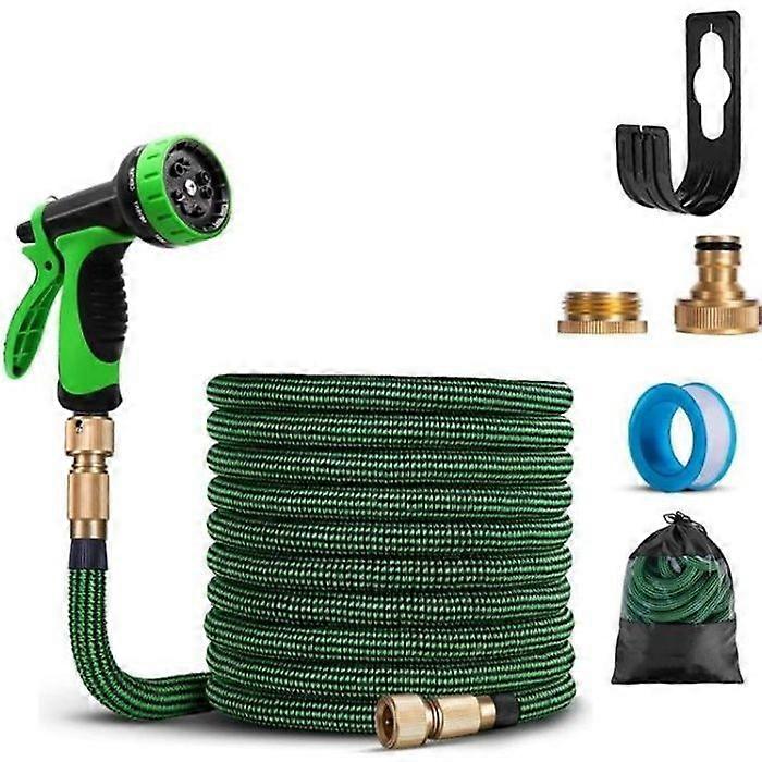 Flexible Garden Hose - MONMECD - 15m - 10 Spray Modes - 1/2'' and 3/4'' Adapters