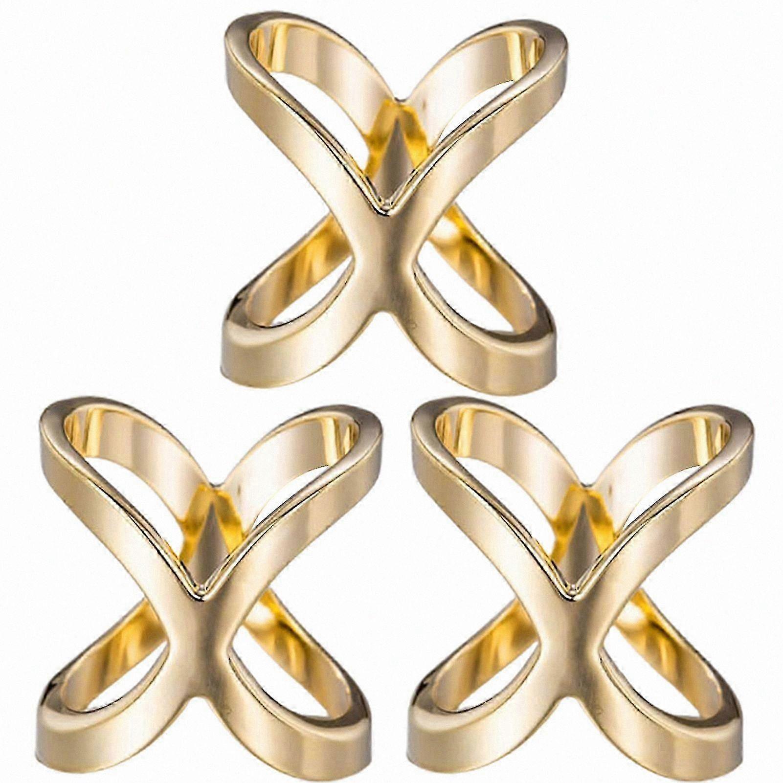 Set of 3 Scarf Rings, Hollow Cross Design, Elegant X-shaped Buckle for Shawls and Scarves, Multi-purpose Accessory for Women