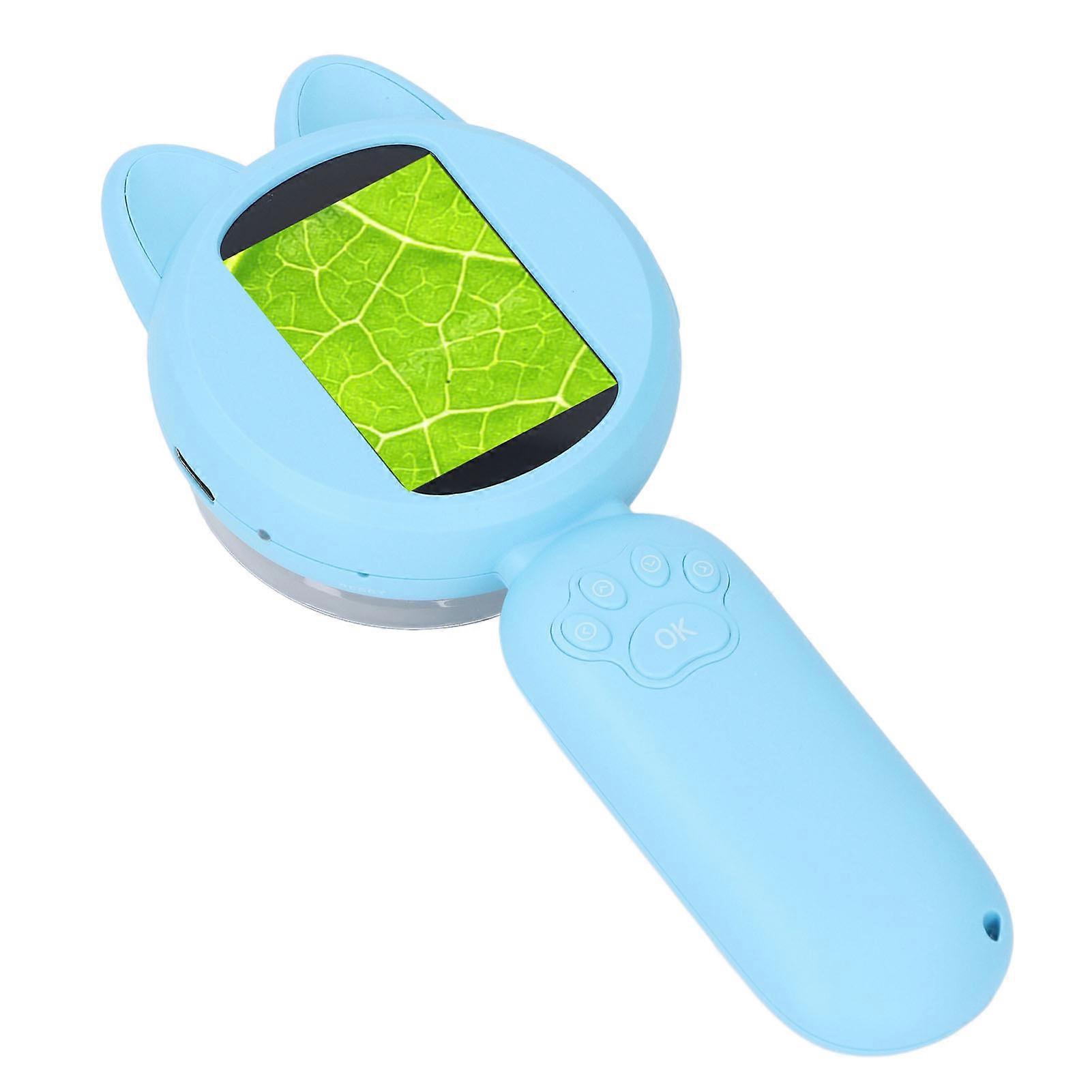 Kids Microscope HD 2.0" IPS Screen 3 Gears LED Light Blue