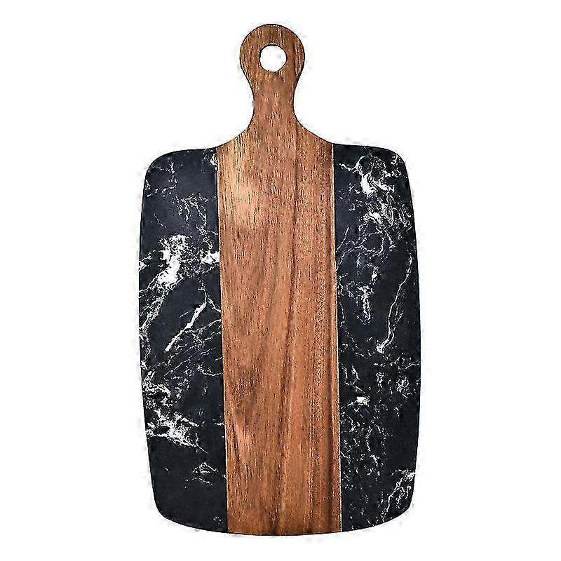Haushalt Schneidebrett Marmor Nähte Akazienholz Schneidebrett Küche Steak Schneidebrett Käse Obst Schneidebrett - 40 * 22cm-schwarz