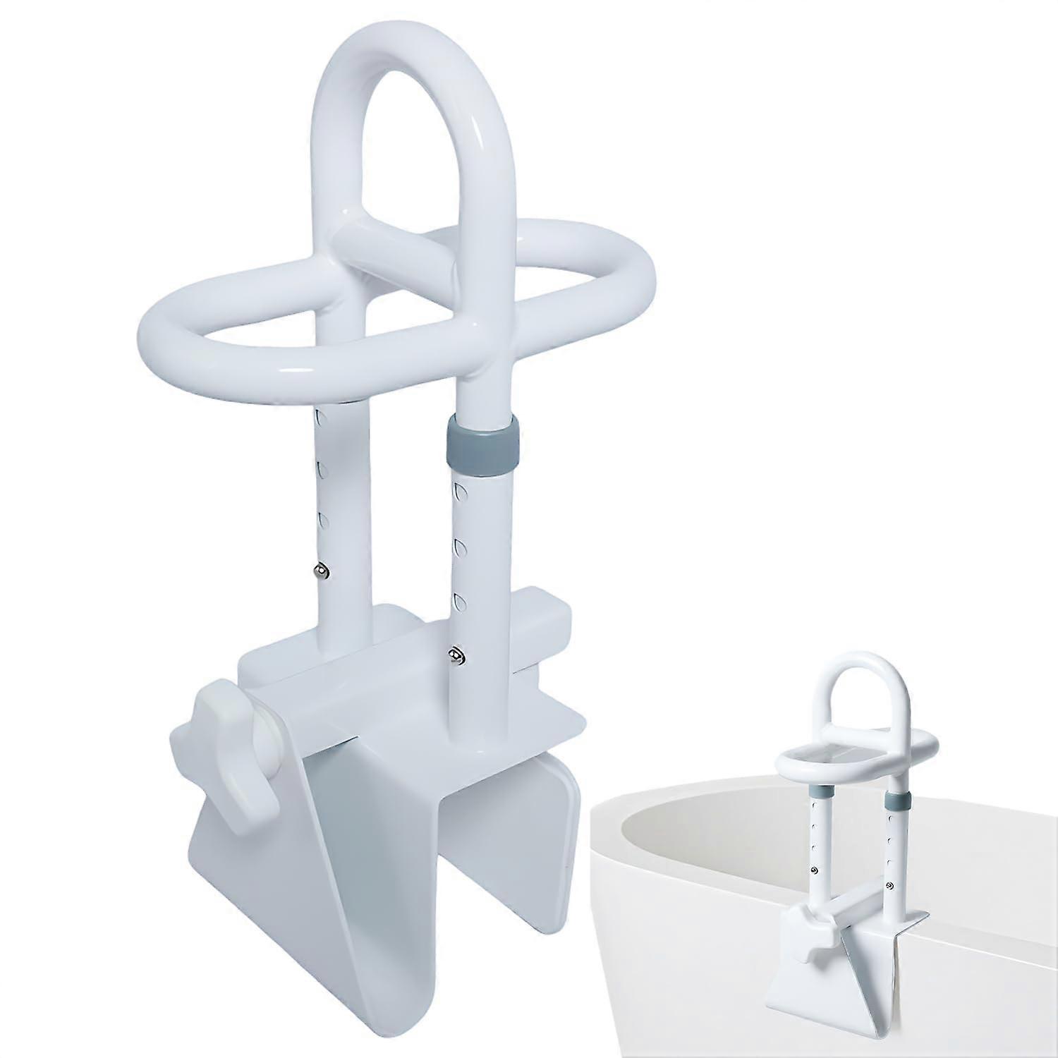 Bathtub Grab Rails No-Drilling, Height-Adjustable Carbon Steel Bath Grab Bars, Width 8-17 Cm, Load 136 Kg, For Disabled