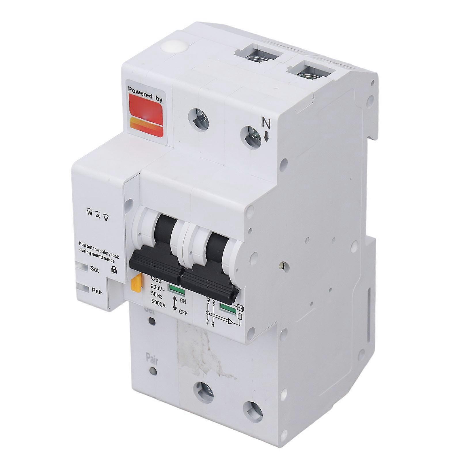 Smart WiFi 2P Circuit Breaker 3kA Overload Protection Remote Control
