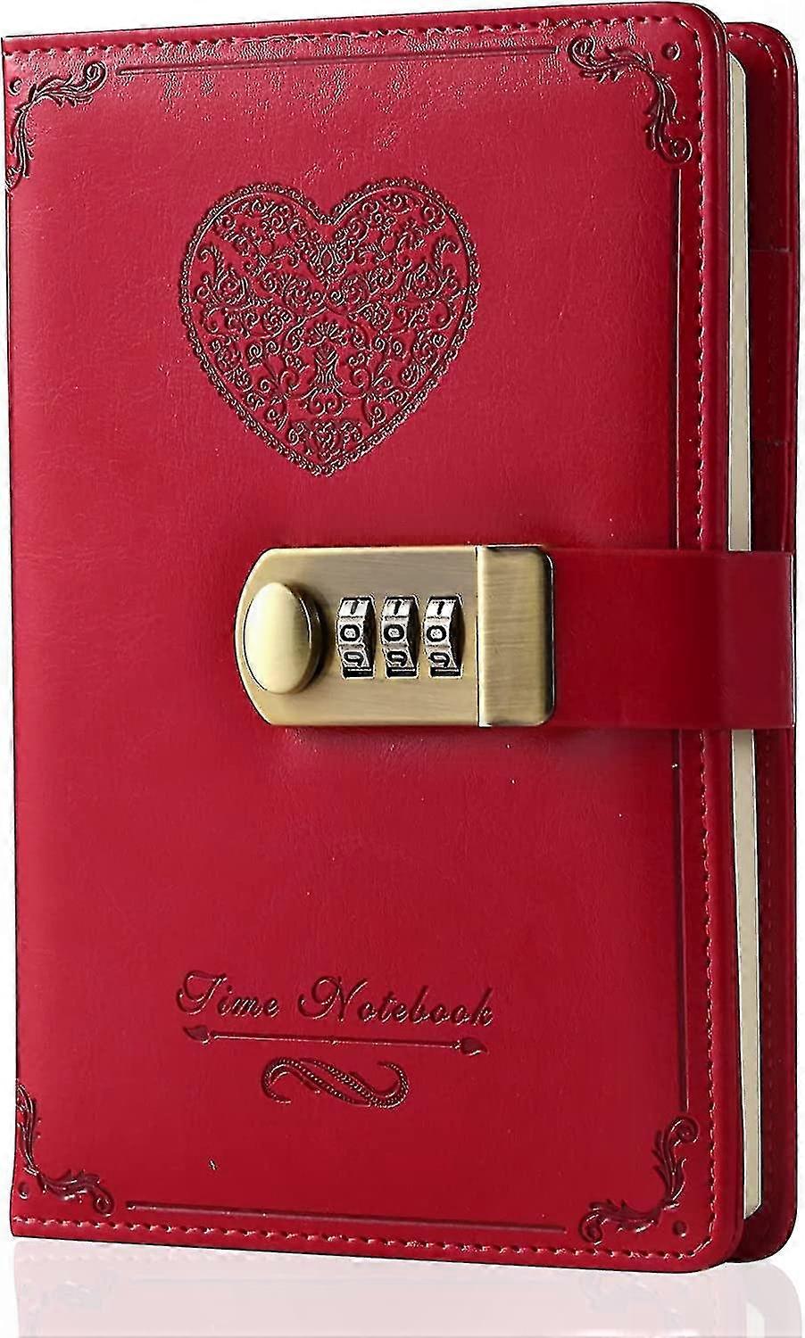 Leather Combination Lock Journal - B6 Size 5.3x7.8 Inch, Secure Password Diary for Girls, Women & Teens, Stylish Secret Notebook