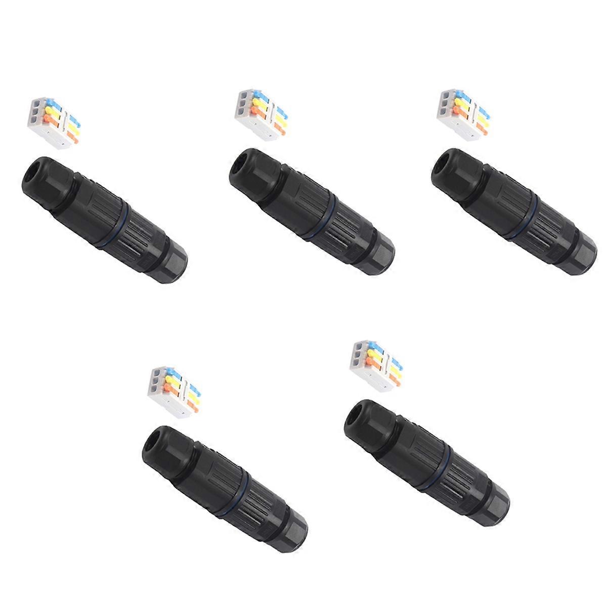 5 Sets Outdoor 2 Way Electrical Cable Connector IP68 Waterproof Junction Box Replaceable Lever Wire Connectors