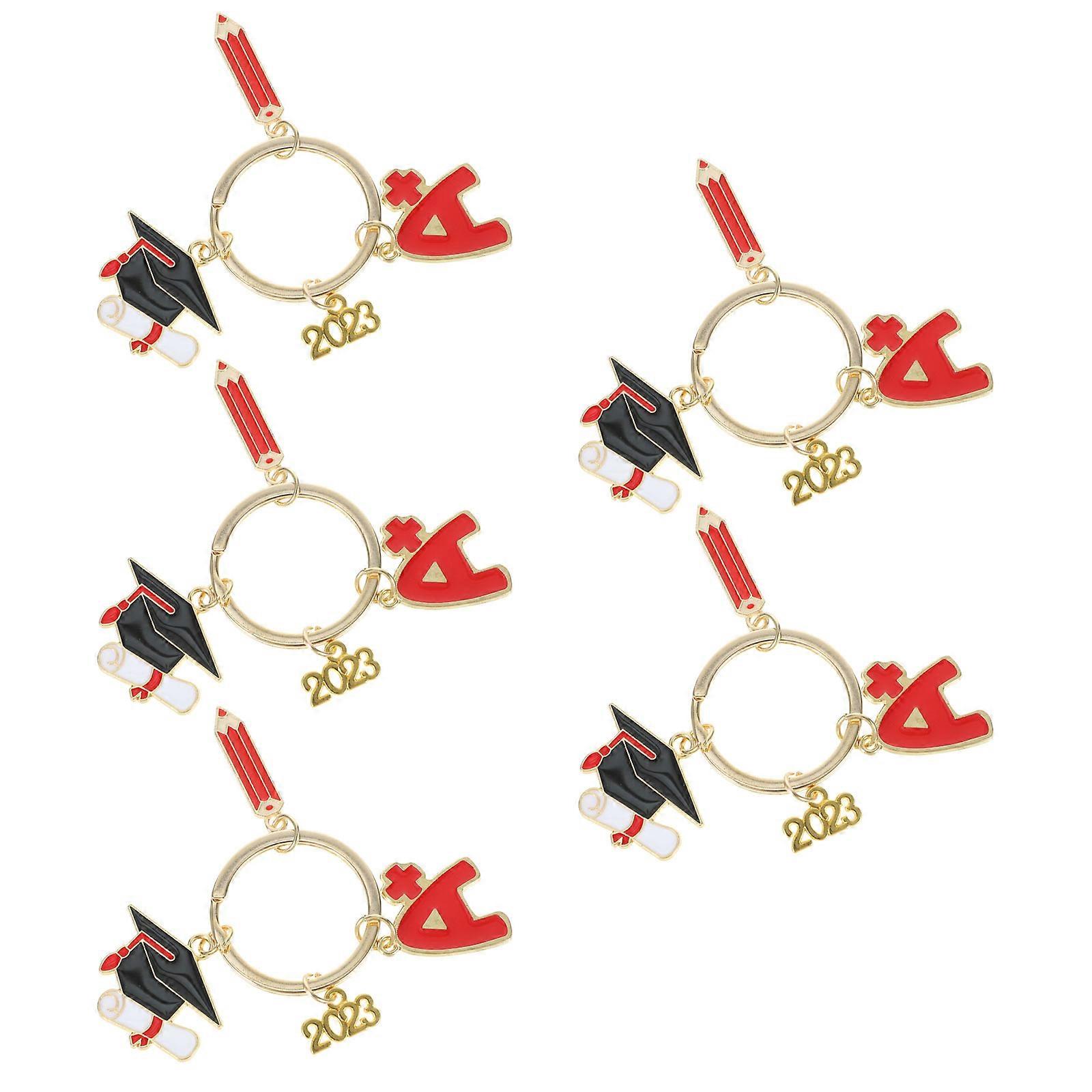 5Pcs Graduation Keychain Graduation Keyring Multi Color Bag Accessory 6.2X5.7Cm Key Organizer