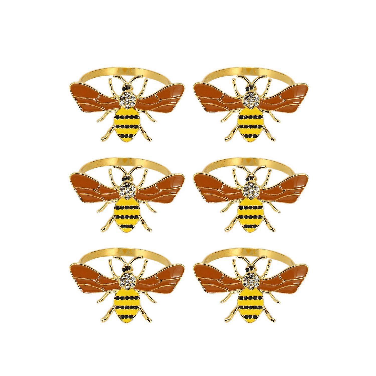 6PCS Design Metal Napkin Ring Towel Buckle Bee Napkin Holder Wedding Party Hotel Table Decoration