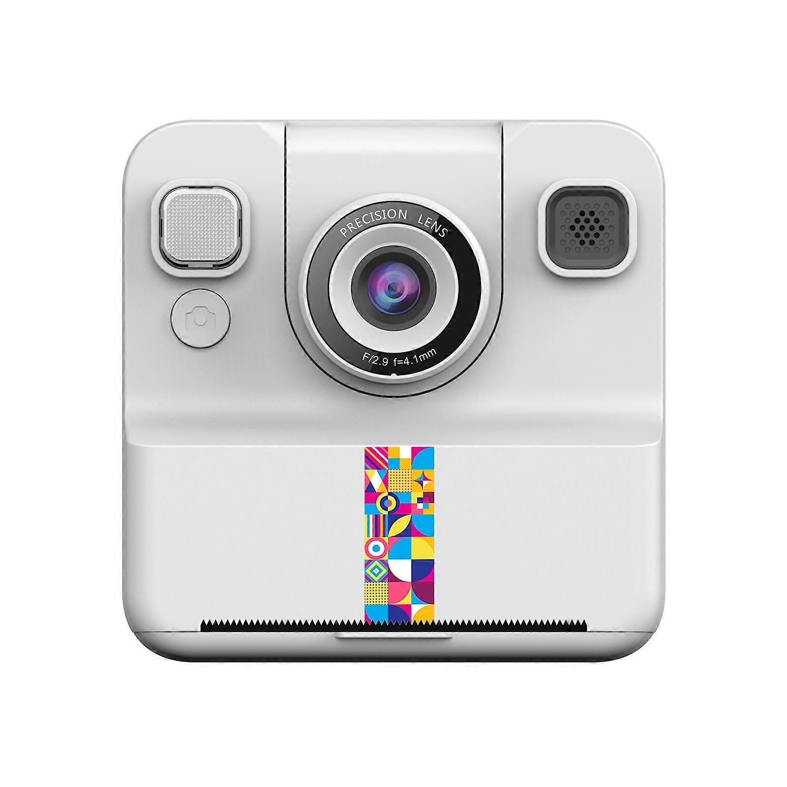 Rotating Selfie Camera For Children 2.4 Inch Display Photo Printer Built In Educational Games  White