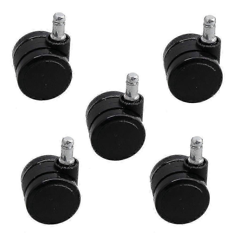 5件5cm直径黑色Pu椅脚轮旋转轮杆用于家具椅